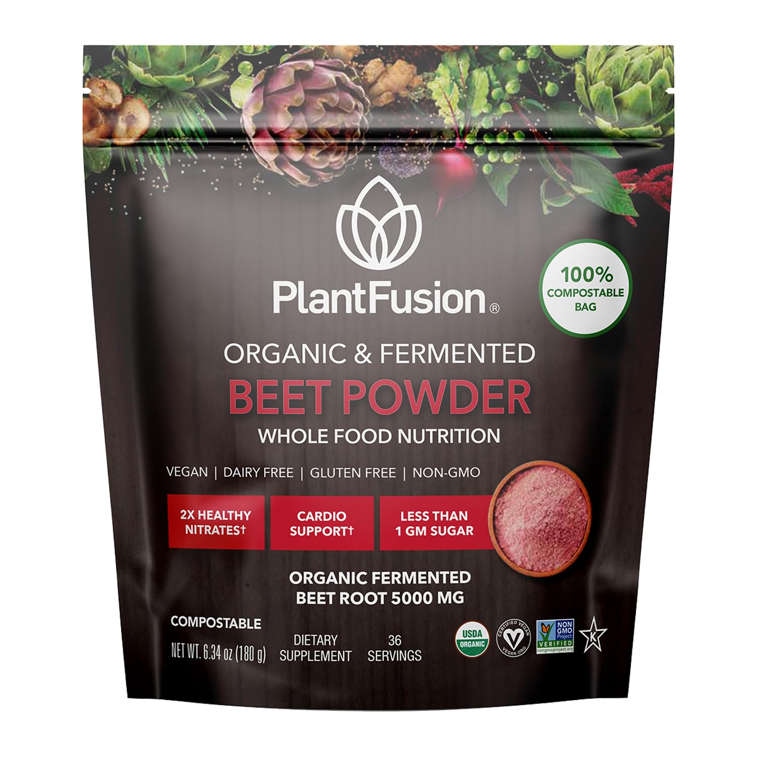 Plantfusion Organic Fermented Beet Powder, 6.34 OZ