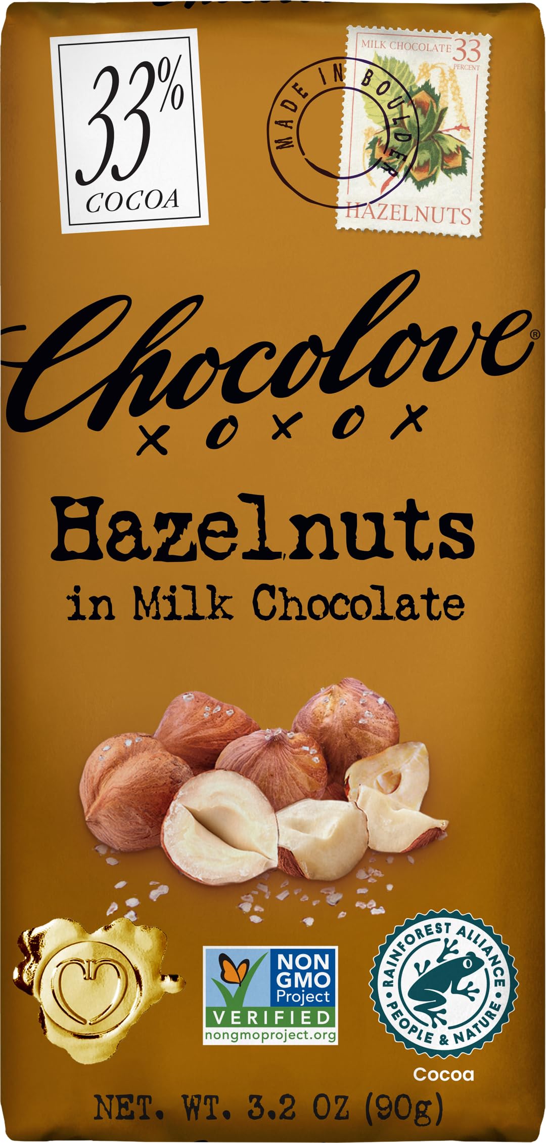 Bar Milk Chocolate Hazelnuts, 3.2 Ounce