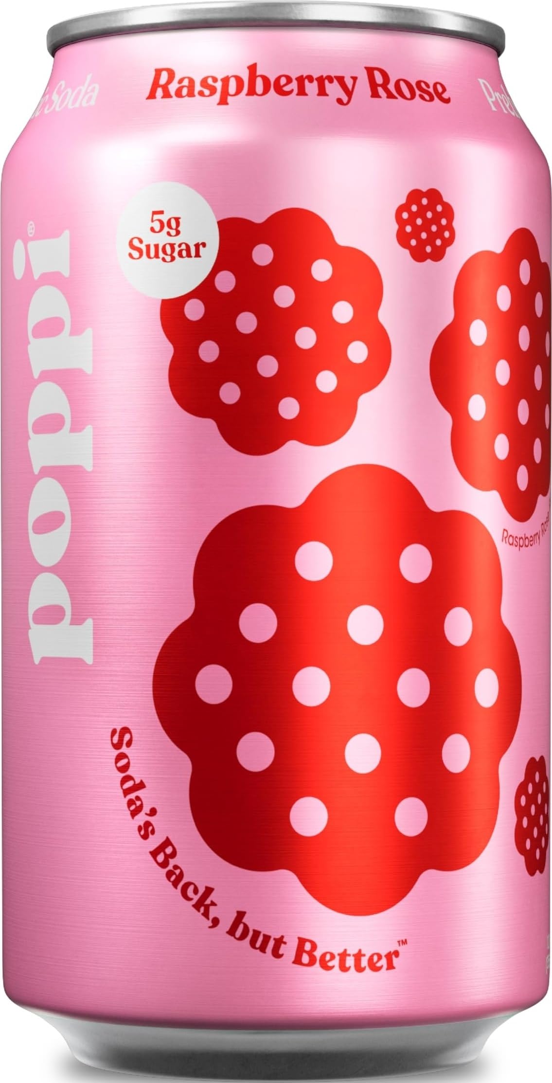 Poppi Prebiotic Soda, Raspberry Rose, 12 Fl Oz (Pack of 1)