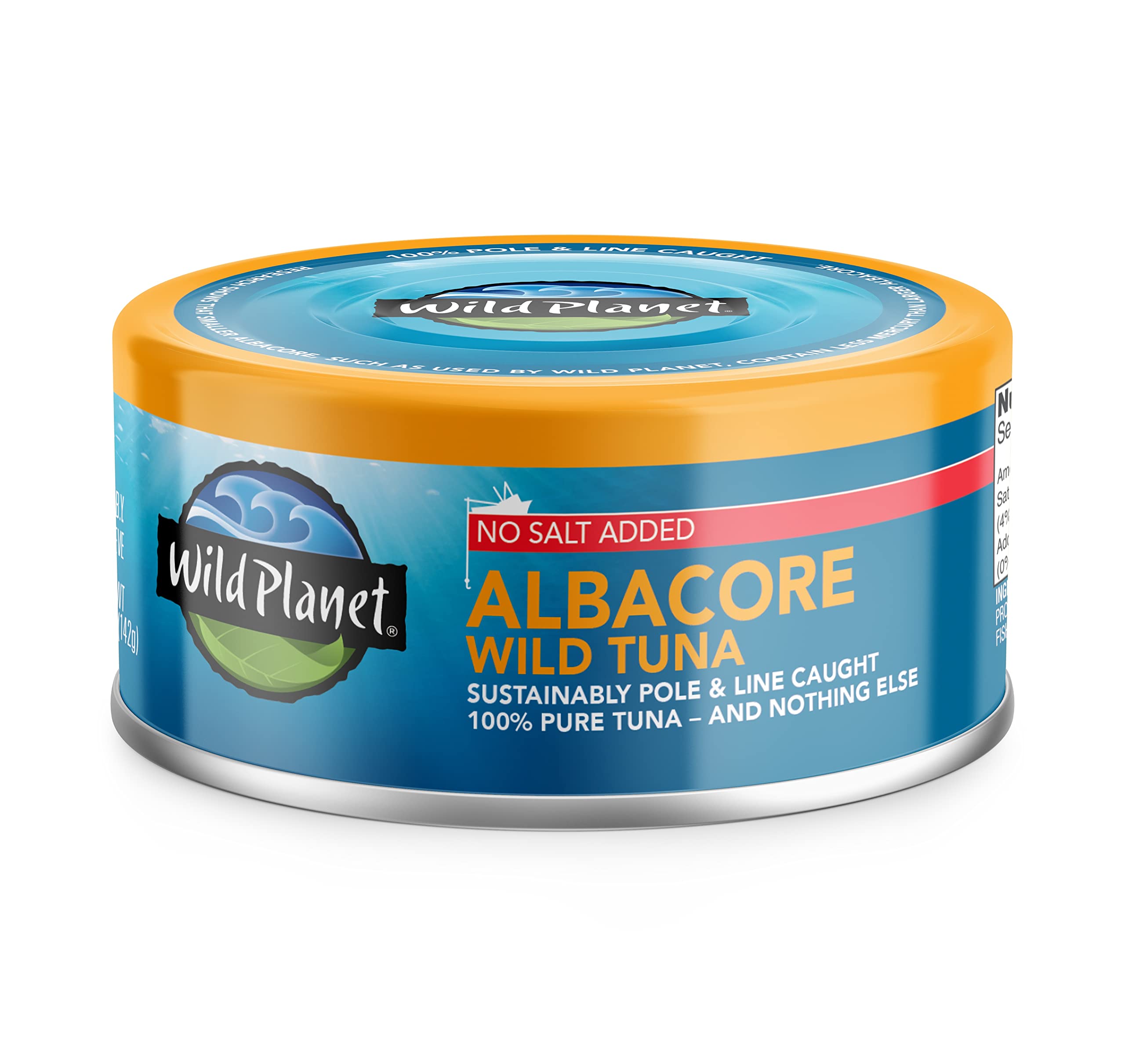 Wild Planet Albacore Wild Tuna, No Salt Added, 5 Ounce Can, Pack of 1 | Sustainable Pole & Line Caught Canned Tuna. Non-GMO, Gluten Free, Kosher, Dairy Free, Keto & Paleo Friendly