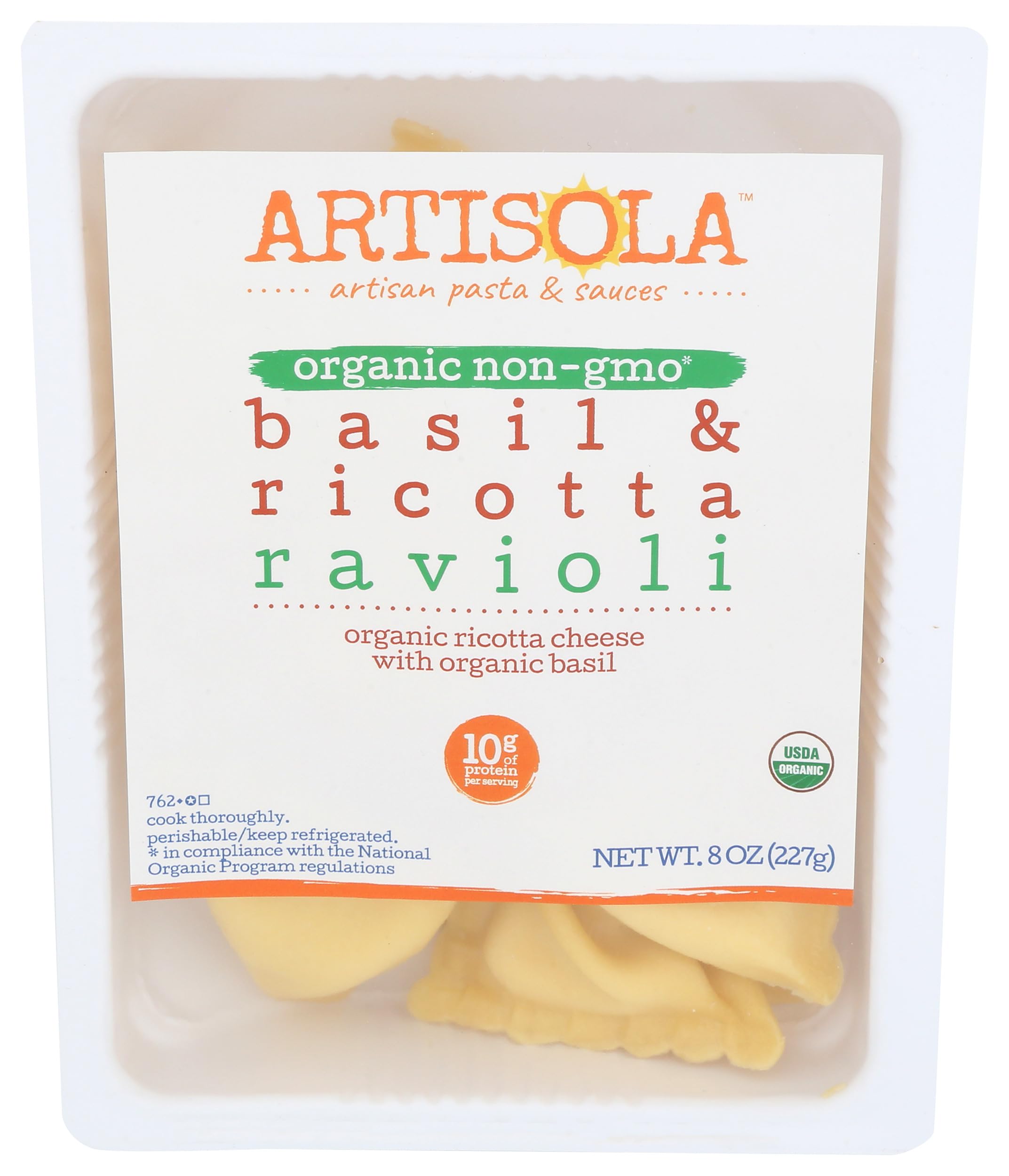 Ravioli Basil And Ricotta Organic, 8 Ounce