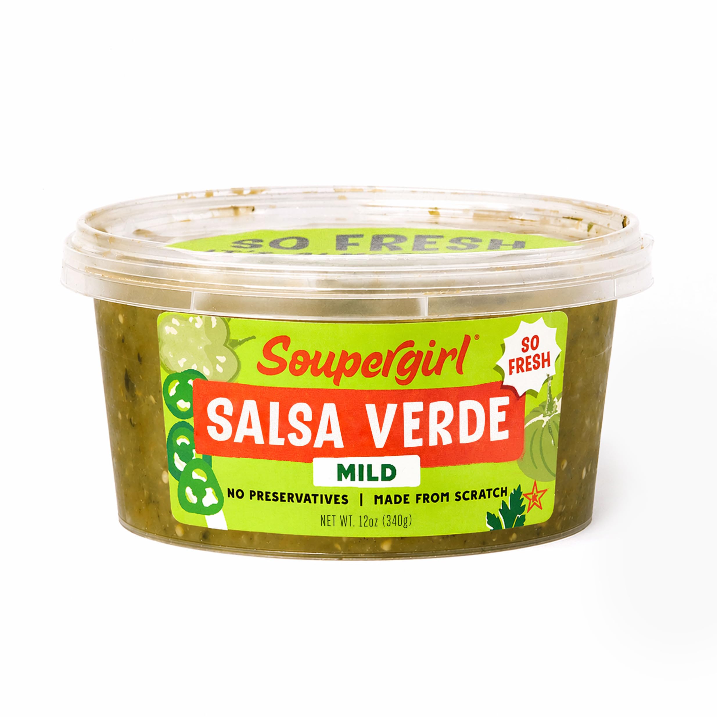 Soupergirl Salsa Verde Mild | Fresh Tomatillo Green Salsa | Kosher, Preservative-Free, Women-Owned, Fair Food Certified, 12oz