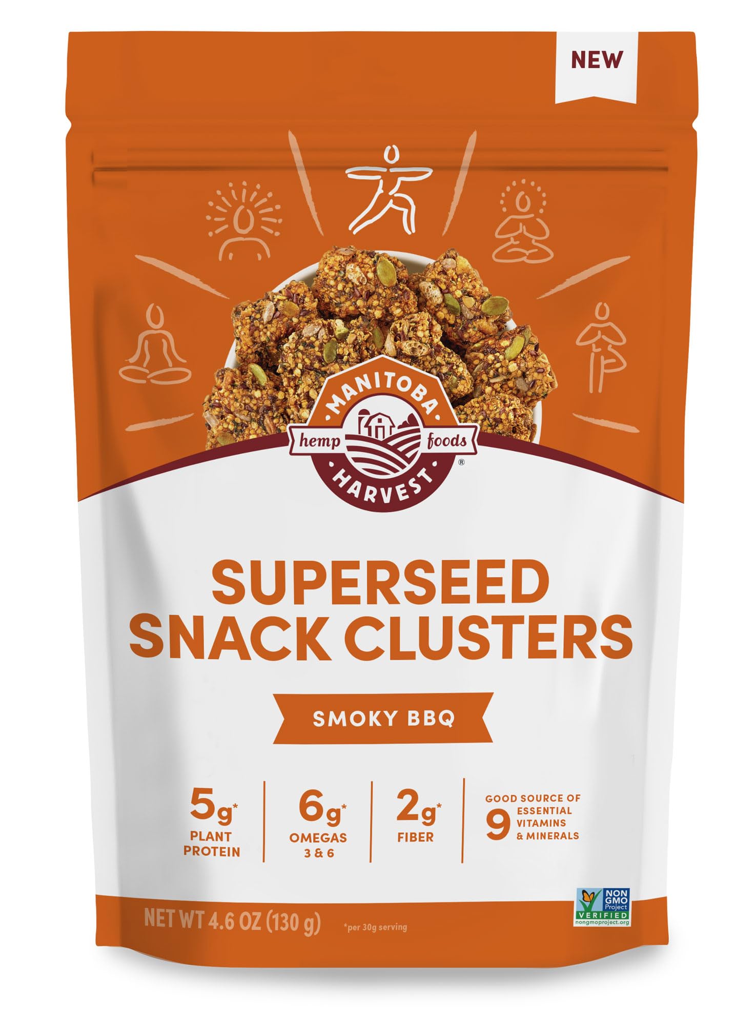 Manitoba Harvest Smoky BBQ Superseed Snack Clusters, 4.6 oz | Contains Plant Protein, Fiber, Omegas, and 9 Essential Vitamins and Minerals