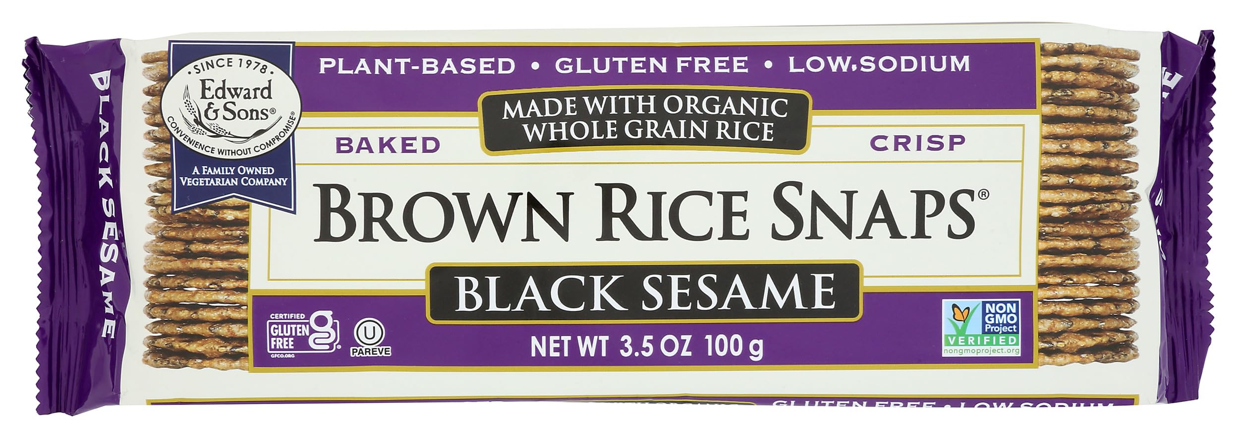 Brown Rice Snaps, Black Sesame Flavor, Organic, 3.5 oz