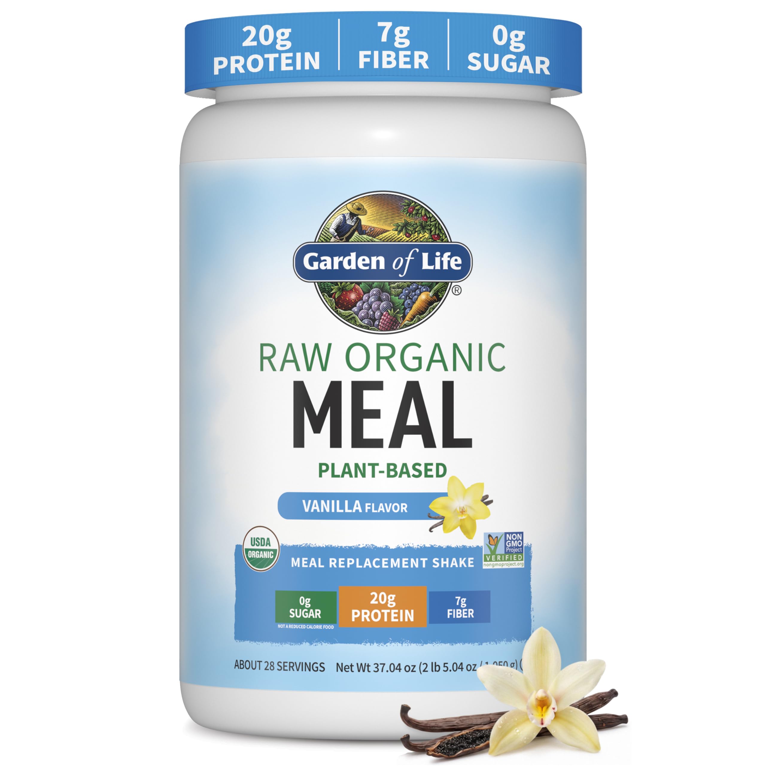 Garden of Life Raw Organic Meal Protein Powder, Vanilla, 28 Servings | Raw Organic, with Plant Based Pea Protein, Sprouts, Greens, Probiotics, Dairy Free, Meal Replacement Shakes