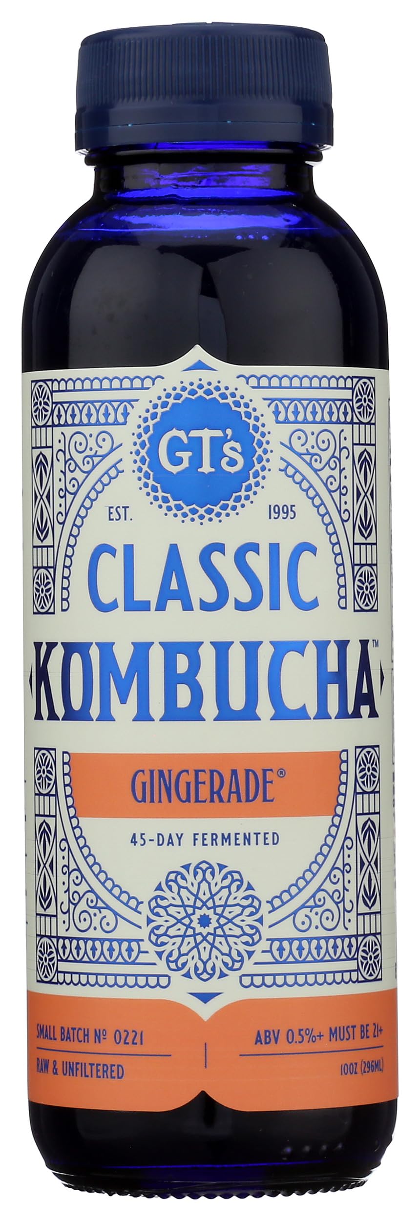 GT's CLASSIC KOMBUCHA Gingerade - 10 fl oz Bottle - Raw Fermented Tea with Probiotics for Gut and Immune Support