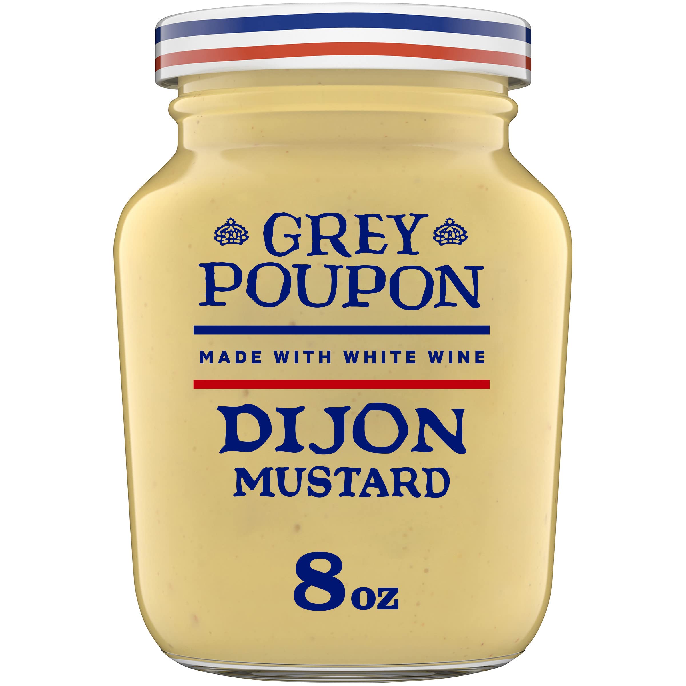 Grey Poupon Mustard, Dijon, 8 oz. Jar | Creamy & Smooth from the French Recipe Since 1777, White Wine & #1 Grade Mustard Seeds, Great for Sandwiches, Meats & Dipping