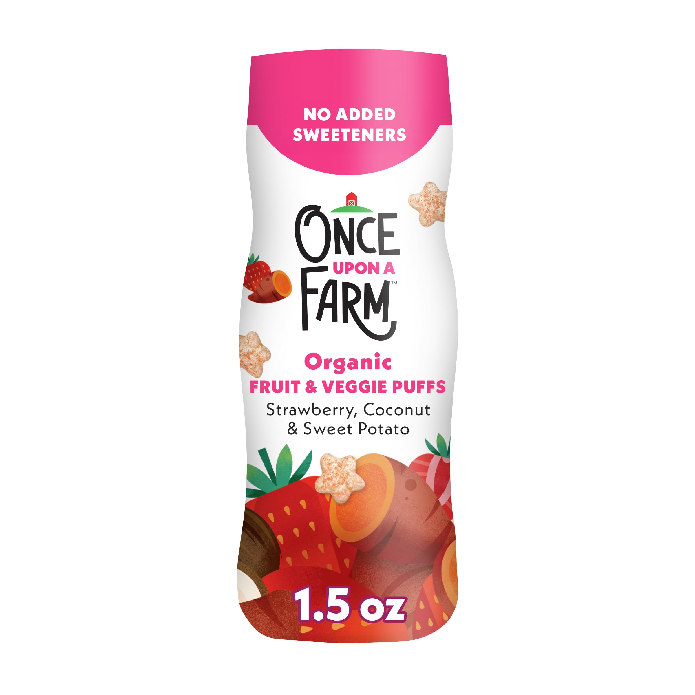 Once Upon a Farm Organic Baby Fruit & Veggie Puffs Strawberry, Coconut & Sweet Potato, 1.5oz
