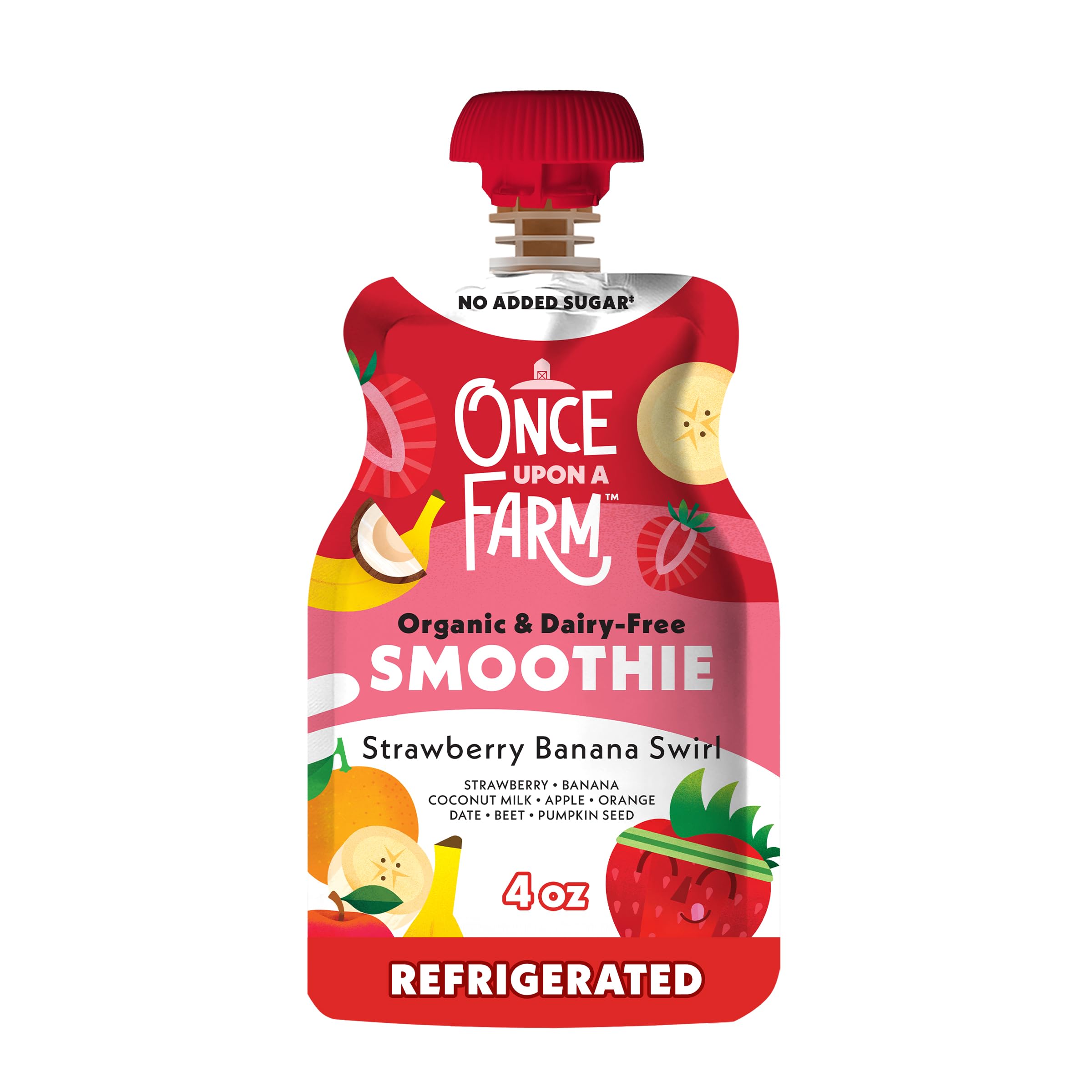 Once Upon A Farm, Organic Strawberry Banana Swirl Smoothie, 4 Ounce