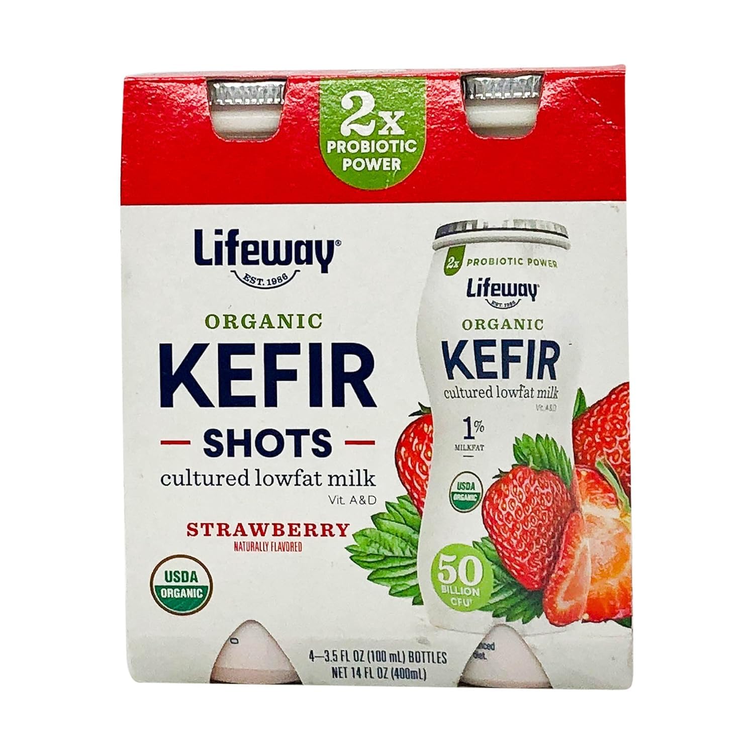 Lifeway Kefir Multi Pack Organic Low Fat Strawberry, 3.5 Fl Oz, 4 Count