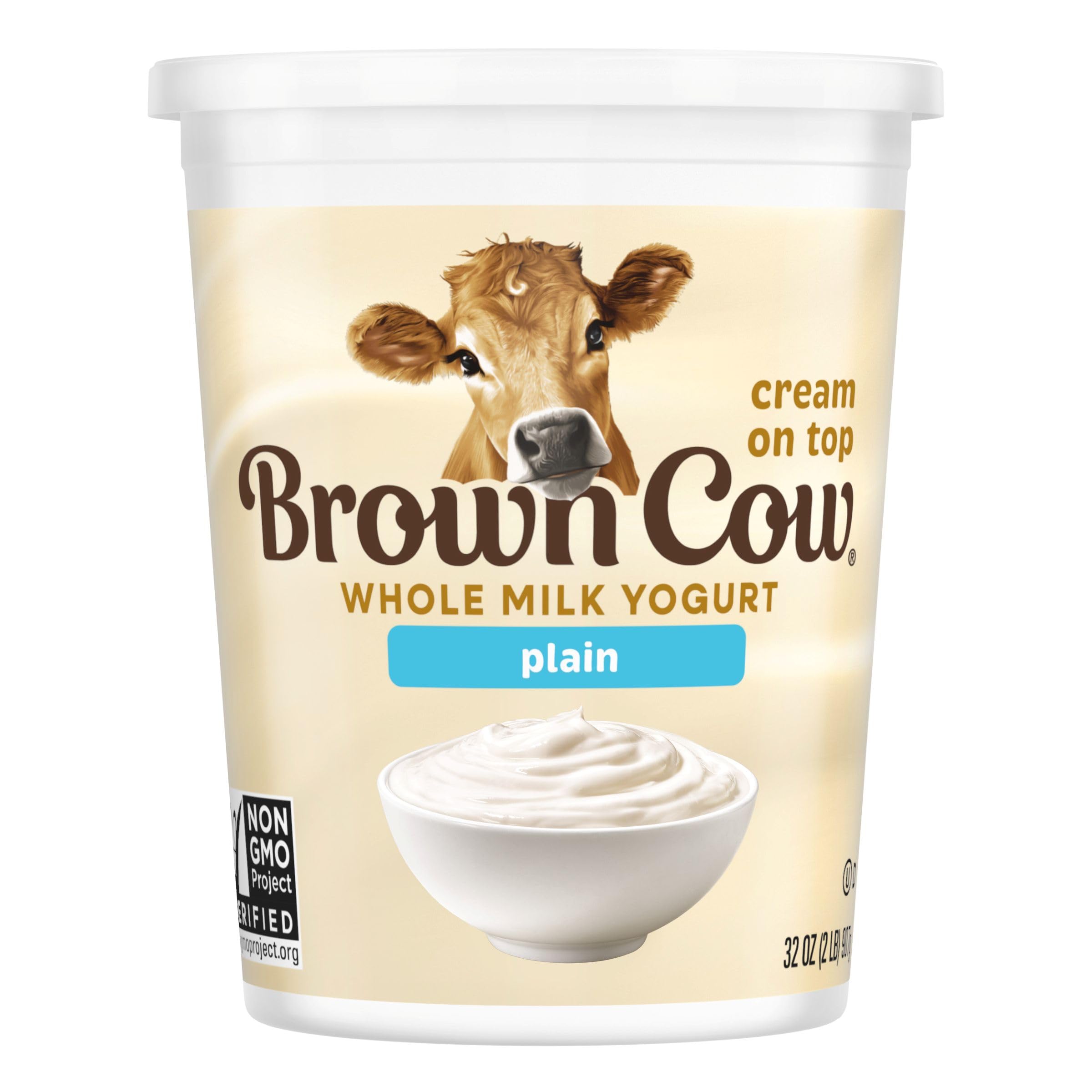 Brown Cow Plain Cream Top Whole Milk Yogurt, 32 oz Tub