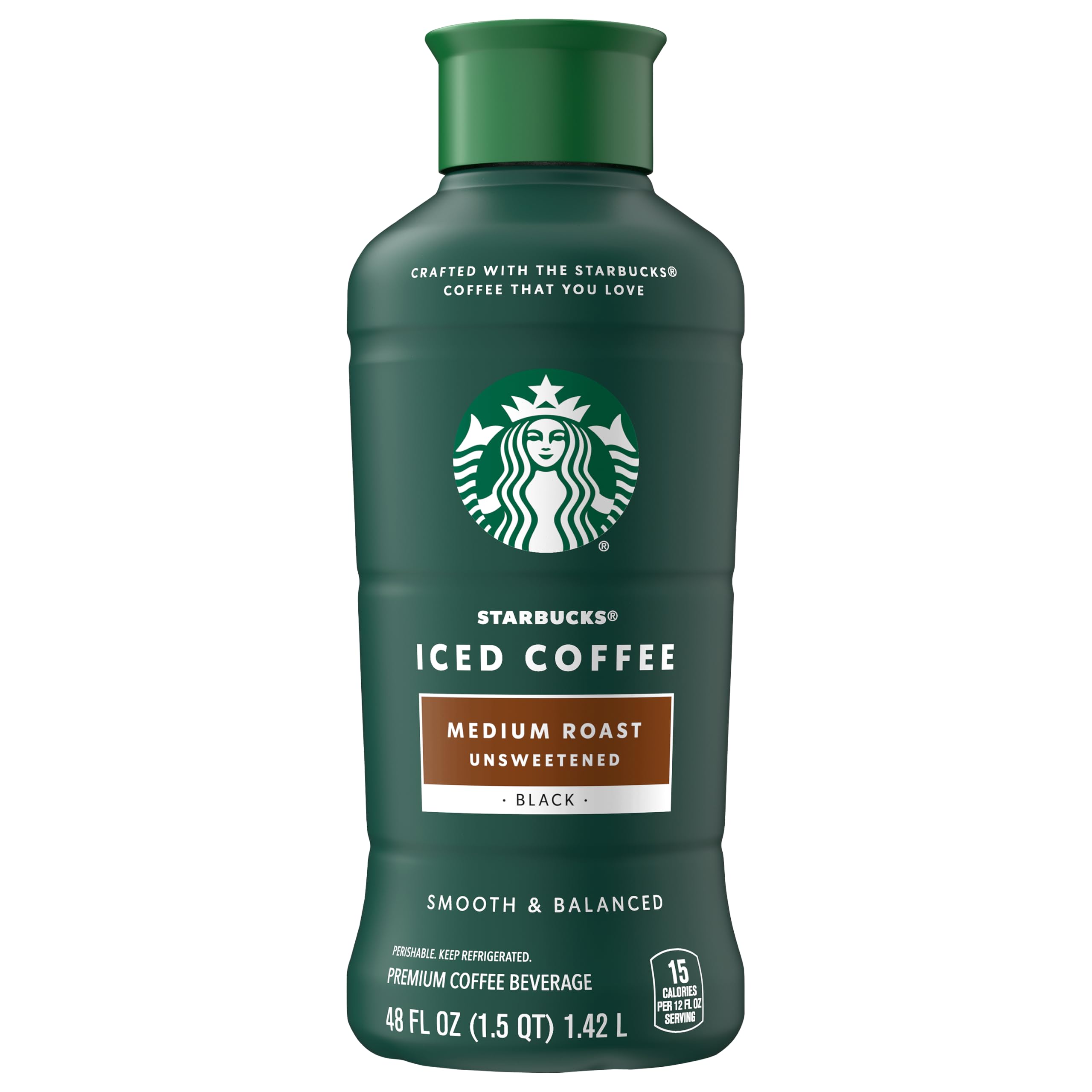 Starbucks Medium Roast Iced Coffee, Black Unsweetened, 48 Fl Oz Bottle | Made with Real Starbucks Coffee,100% Arabica Beans, Chilled Coffee Drink, Enjoy On the Go