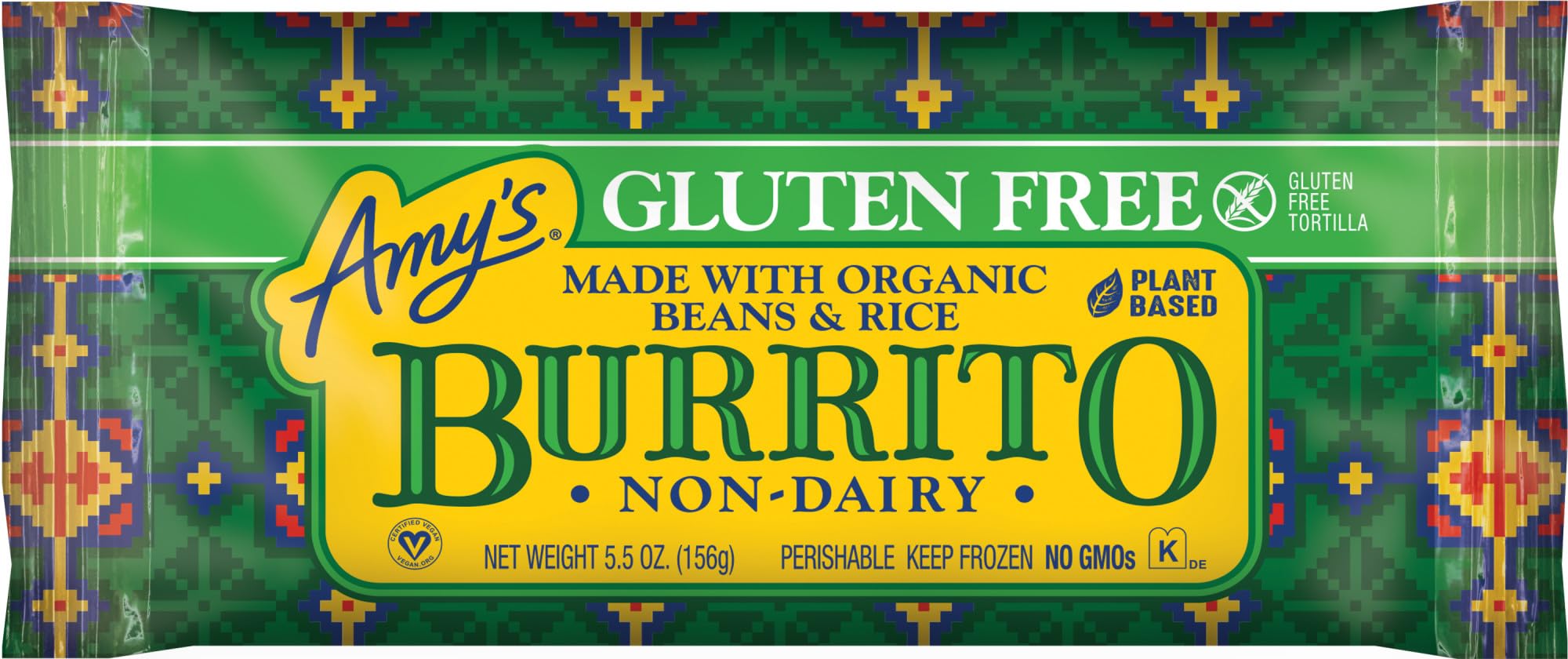 Amy's Frozen Meals, Beans & Rice Burrito, Vegan & Gluten Free, 5.5 oz