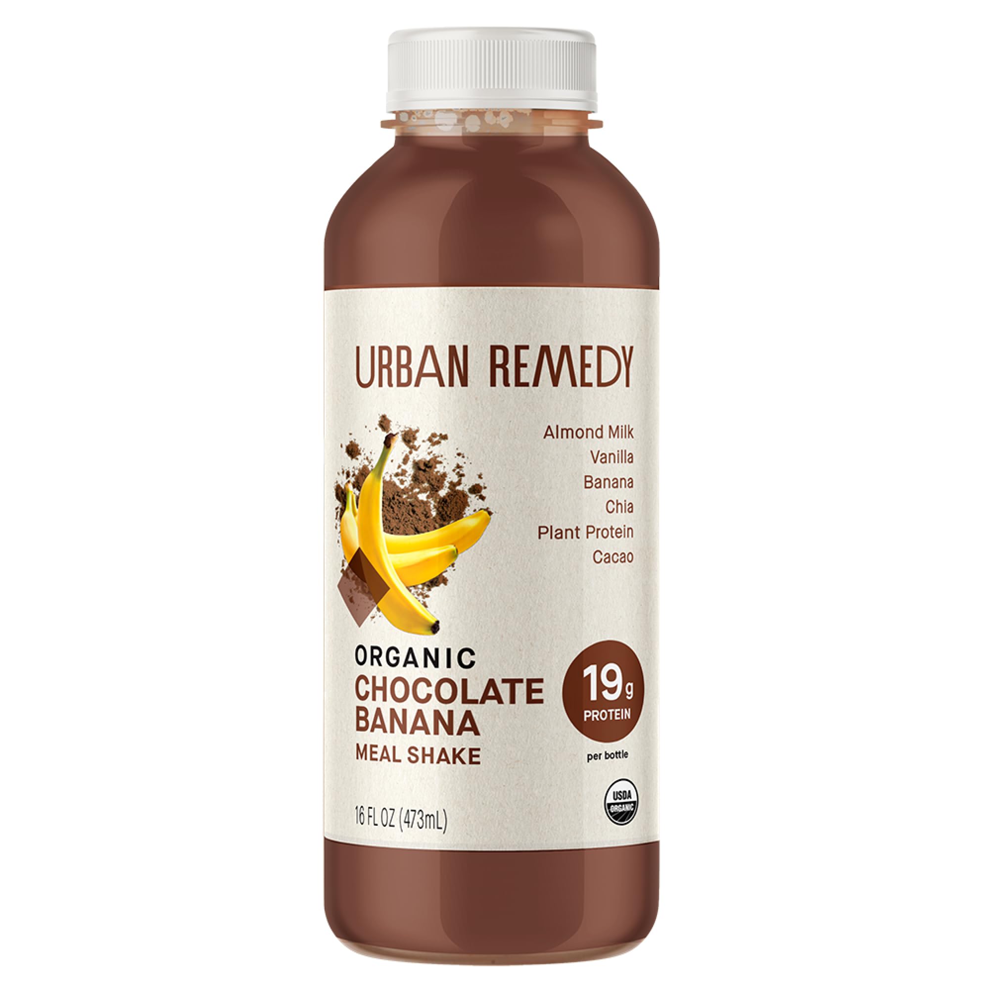 Urban Remedy Organic Chocolate Banana Meal Replacement Shake, 16 fl oz | 19 Grams of Plant-Based Protein, Dairy-Free, Gluten-Free, Kosher, Ready-to-Drink