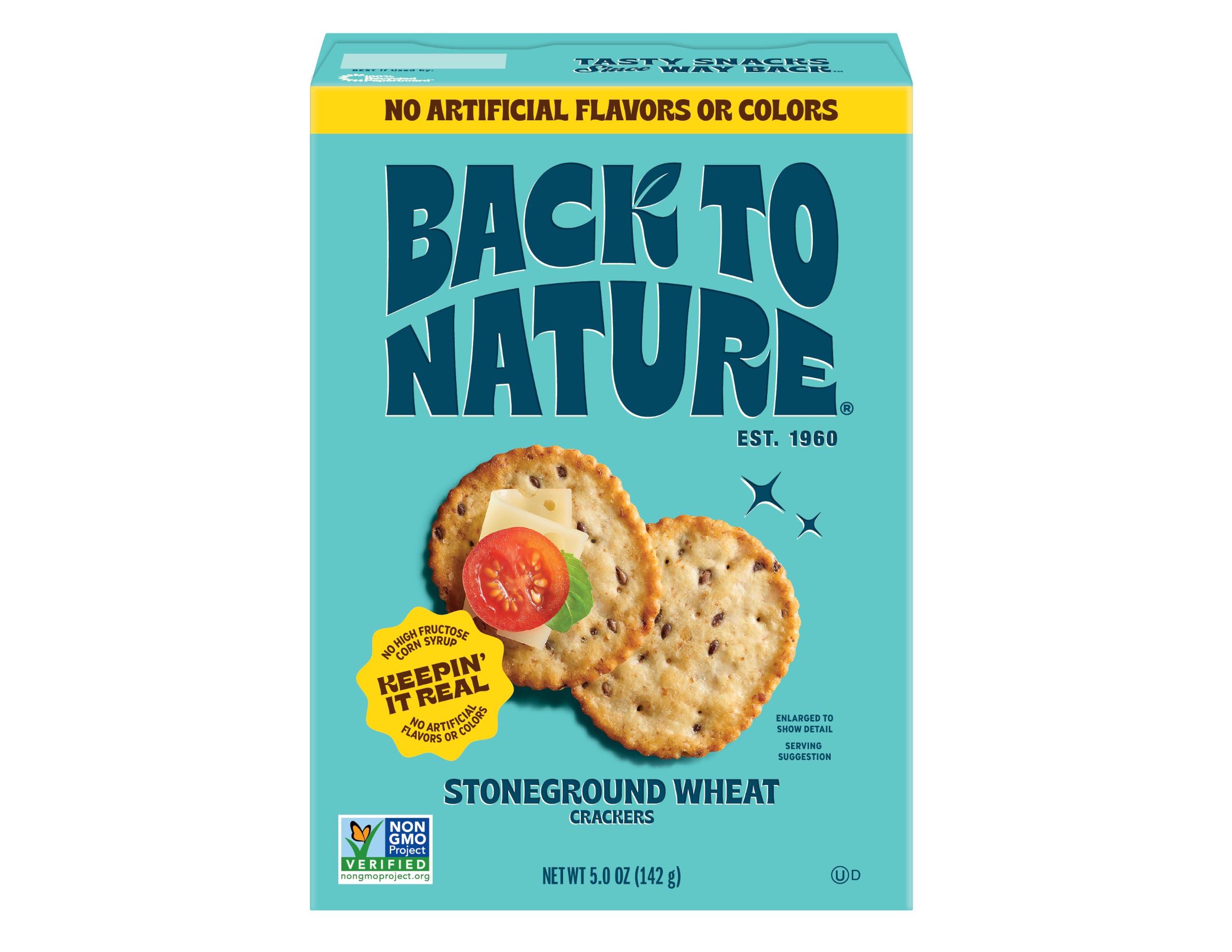Back to Nature Original Stoneground Wheat Crackers, Plant Based Snack, 1pk | Kosher, No Dairy Added, Plant Based, Wheat Flour, Non GMO No High Fructose Corn Syrup No Artificials, Wholesome Snacks 5oz