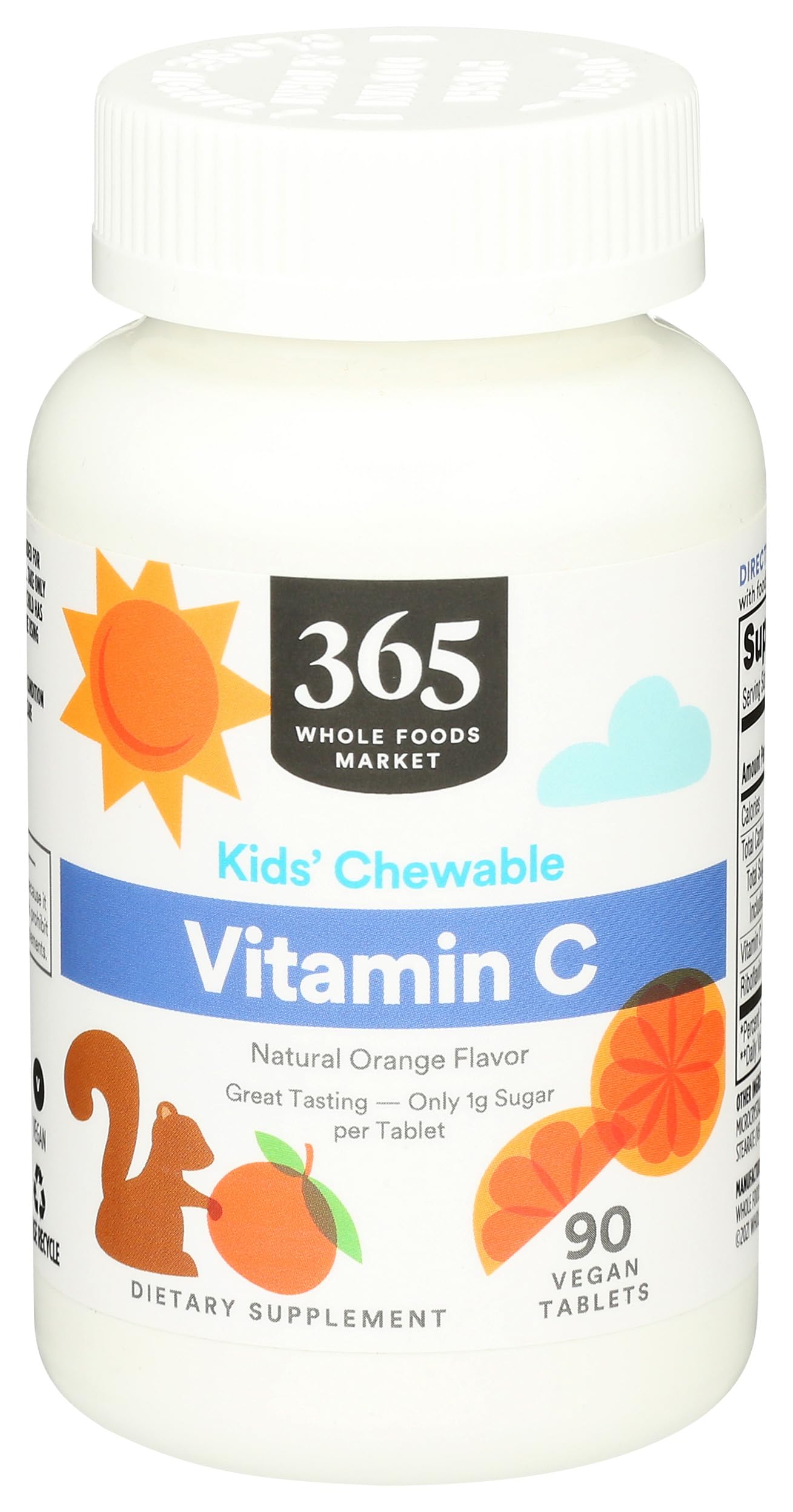 Kid' Chewable Vitamin C, Natural Orange Flavor, Vegan, 90 Count