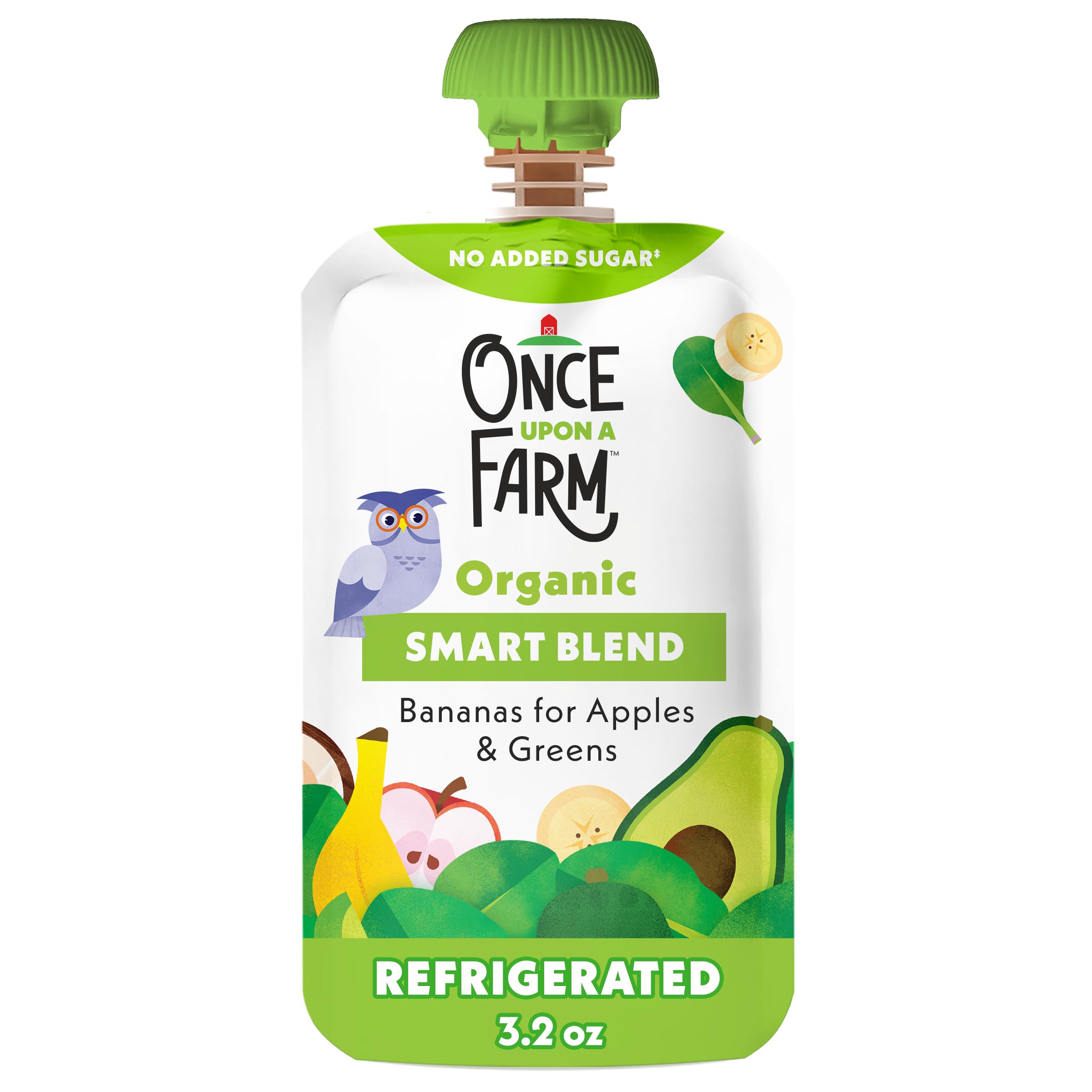 Once Upon a Farm Smart Blend Bananas for Apples & Greens Organic Snack Pouch, 3.2oz
