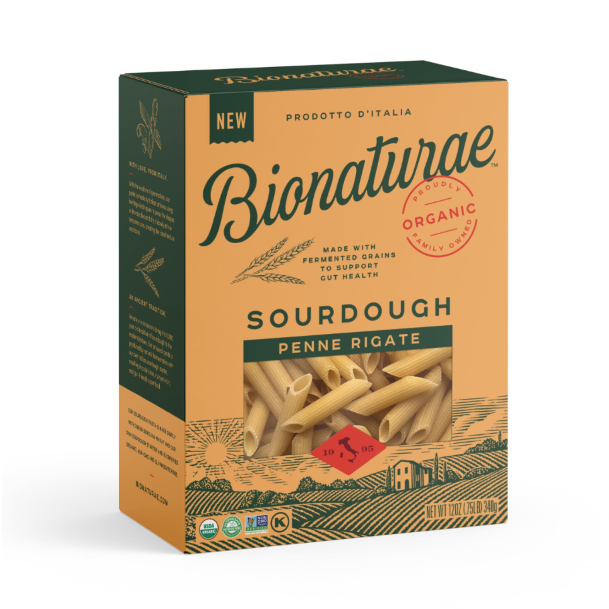 Bionaturae Sourdough Organic Penne Pasta - Organic Pasta, Pasta Penne, Pasta Noodles, Penne Pasta Noodles, Dried Pasta, Penne Noodles - 12 Ounce