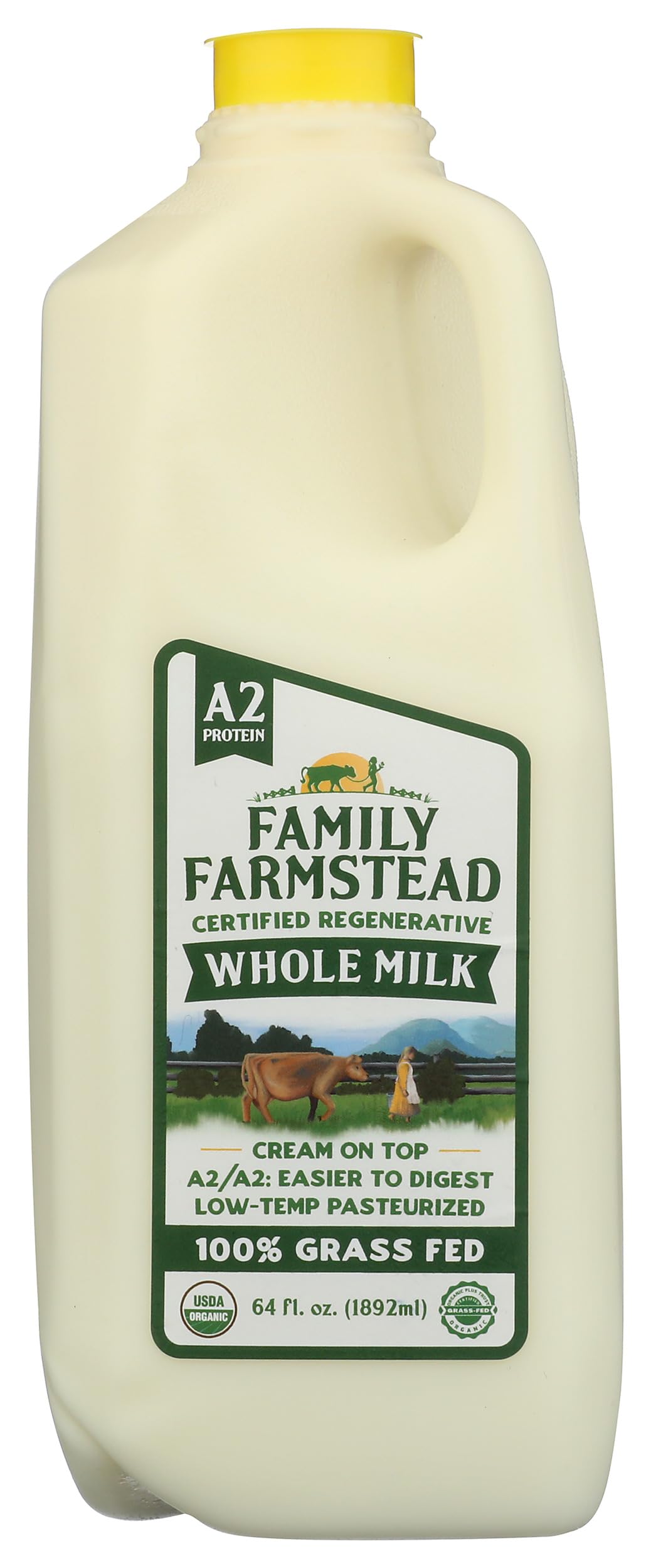 Family Farmstead Dairy Milk Whole A2 Organic, 64 Ounce