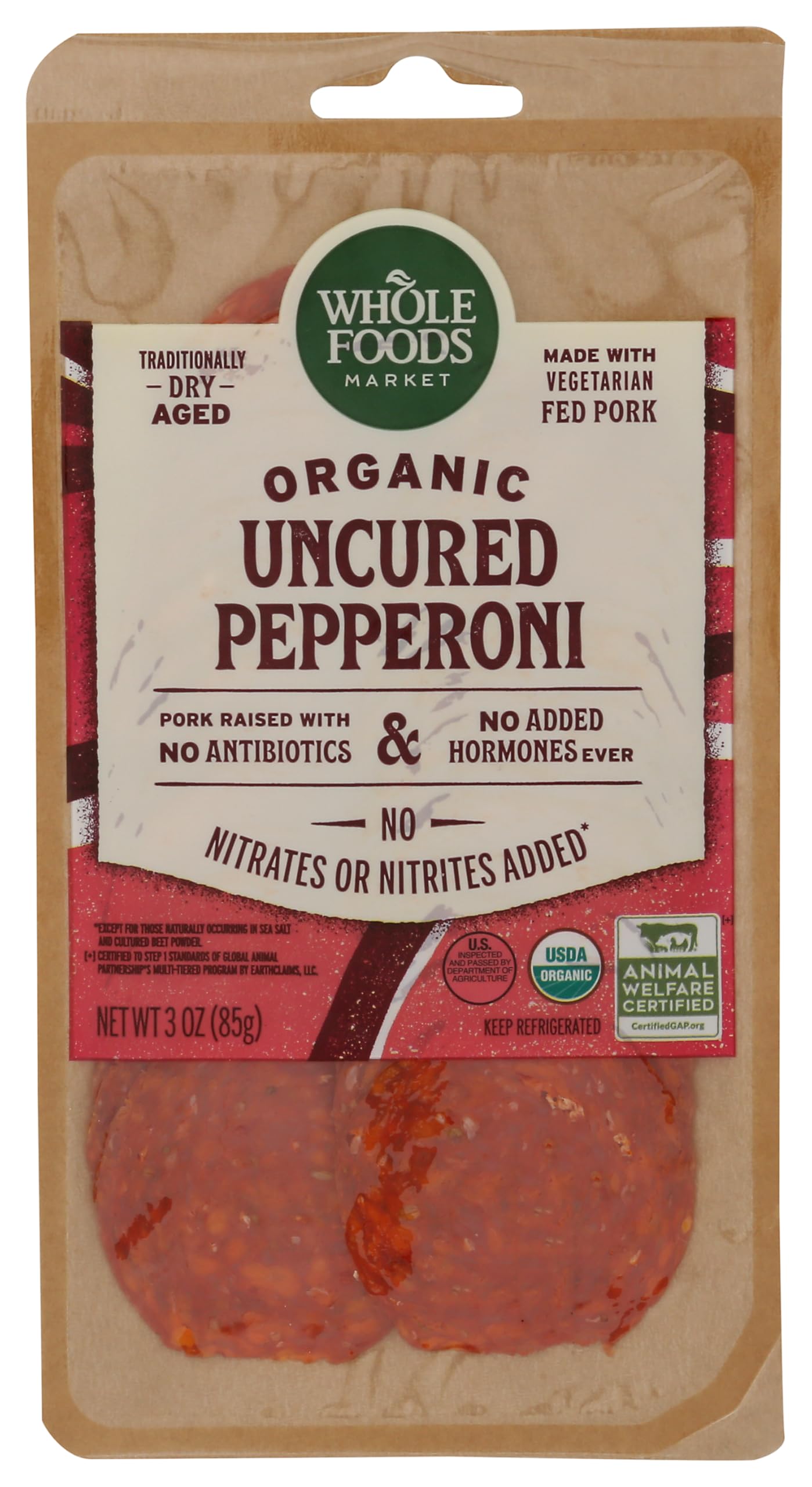 Whole Foods Market Organic Sliced Italian Pepperoni, 3 OZ