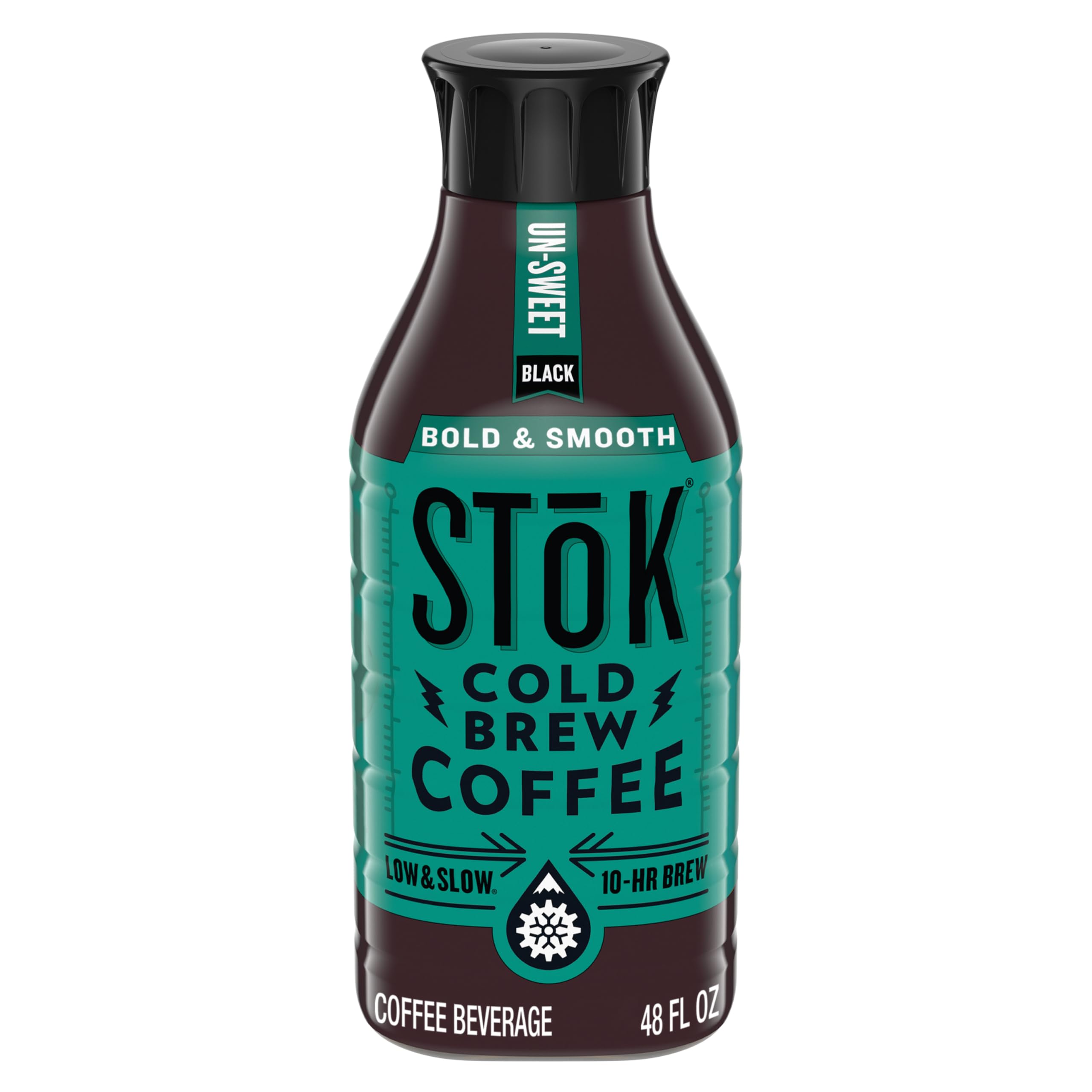 SToK Bold & Smooth Unsweetened Cold Brew Coffee, 125mg Caffeine, 48 fl oz | Steeped 10+ Hours for Smooth, Never-Bitter Flavor, Molasses & Brown Sugar Notes, No Cream or Sugar, Rainforest Alliance Beans