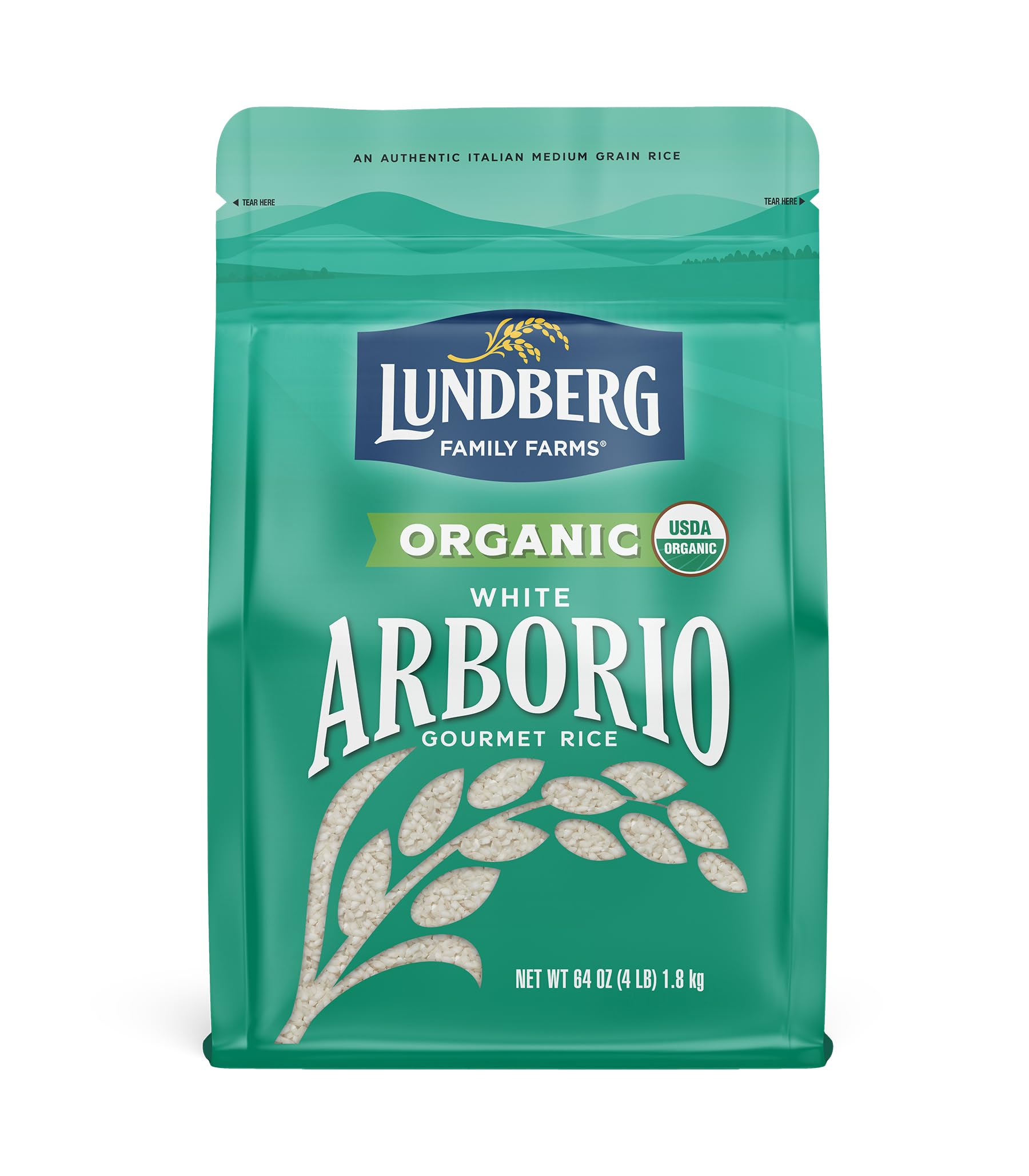 Lundberg Organic Arborio Rice, Rich Flavor, Creamy Texture, Perfect for Risotto, Rice Pudding & Soups, Pantry Staple, Sustainably Farmed, Gluten-Free, Non-GMO, Vegan, 4 lbs.
