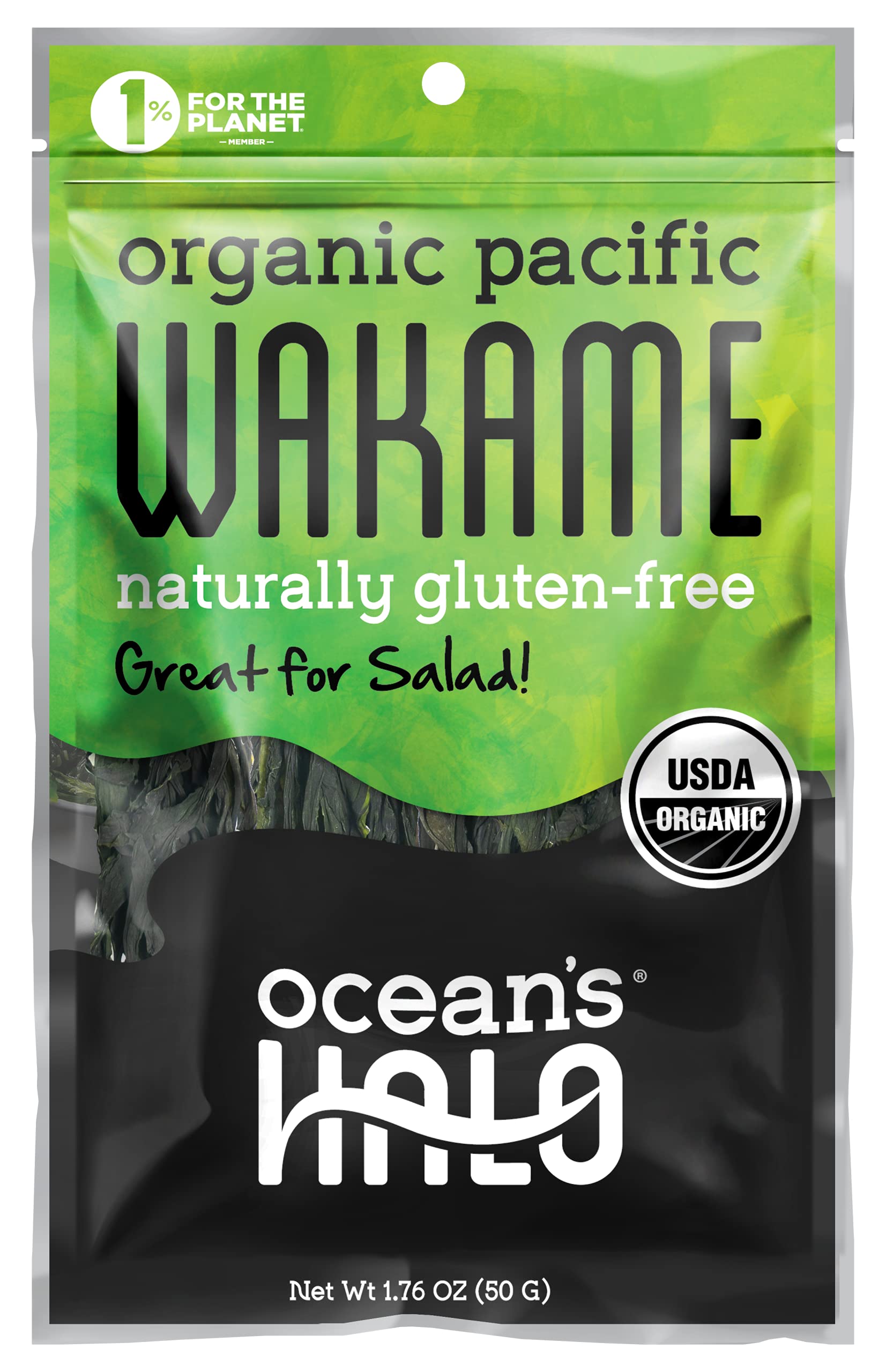 Ocean’s Halo Organic Pacific Wakame, Dried Seaweed for Salads, 1.76 oz | Organic wakame seaweed for seaweed salad, miso soup and Japanese-inspired sides.