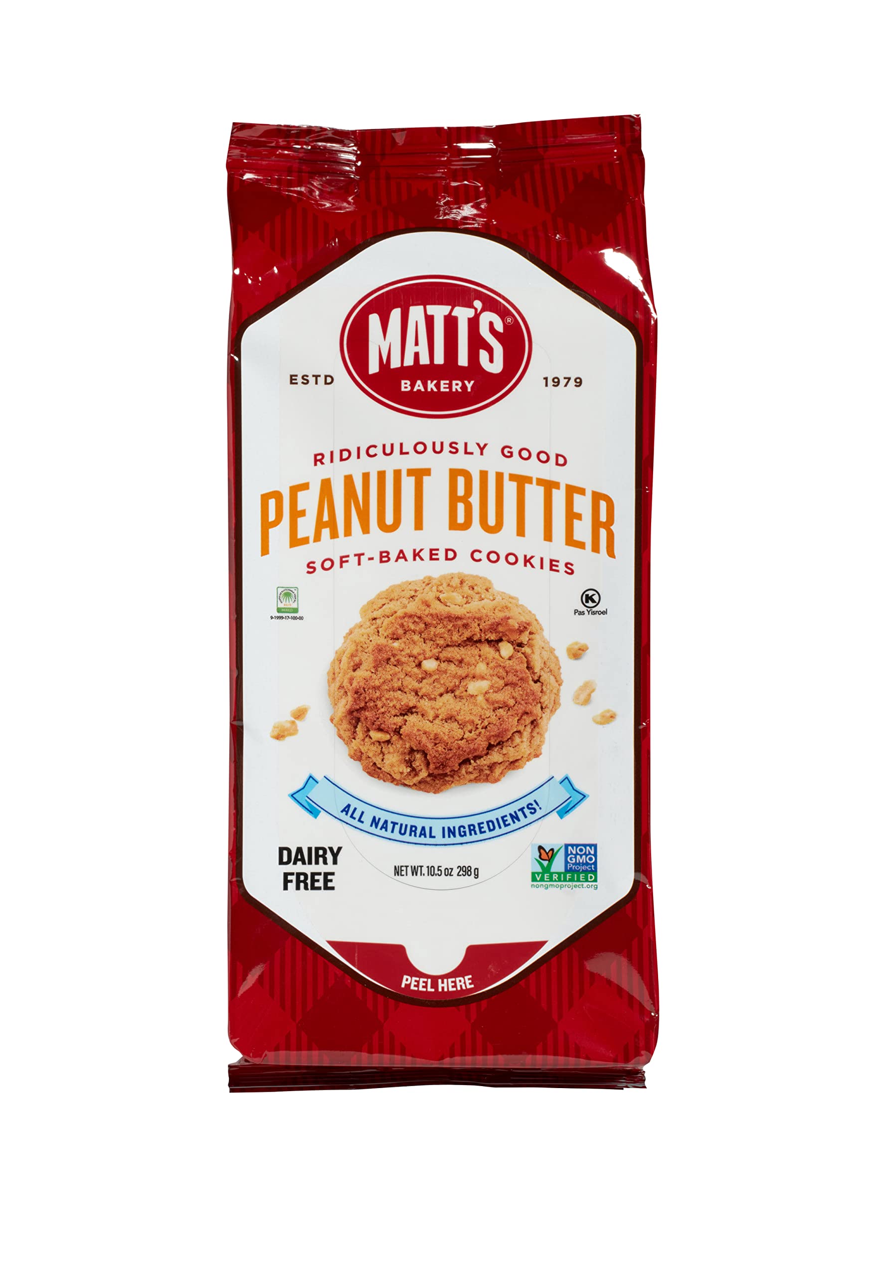 Matt's Bakery | Peanut Butter Cookies | Soft-Baked, Non-GMO, All-Natural Ingredients; Single Pack of Cookies (10.5oz)
