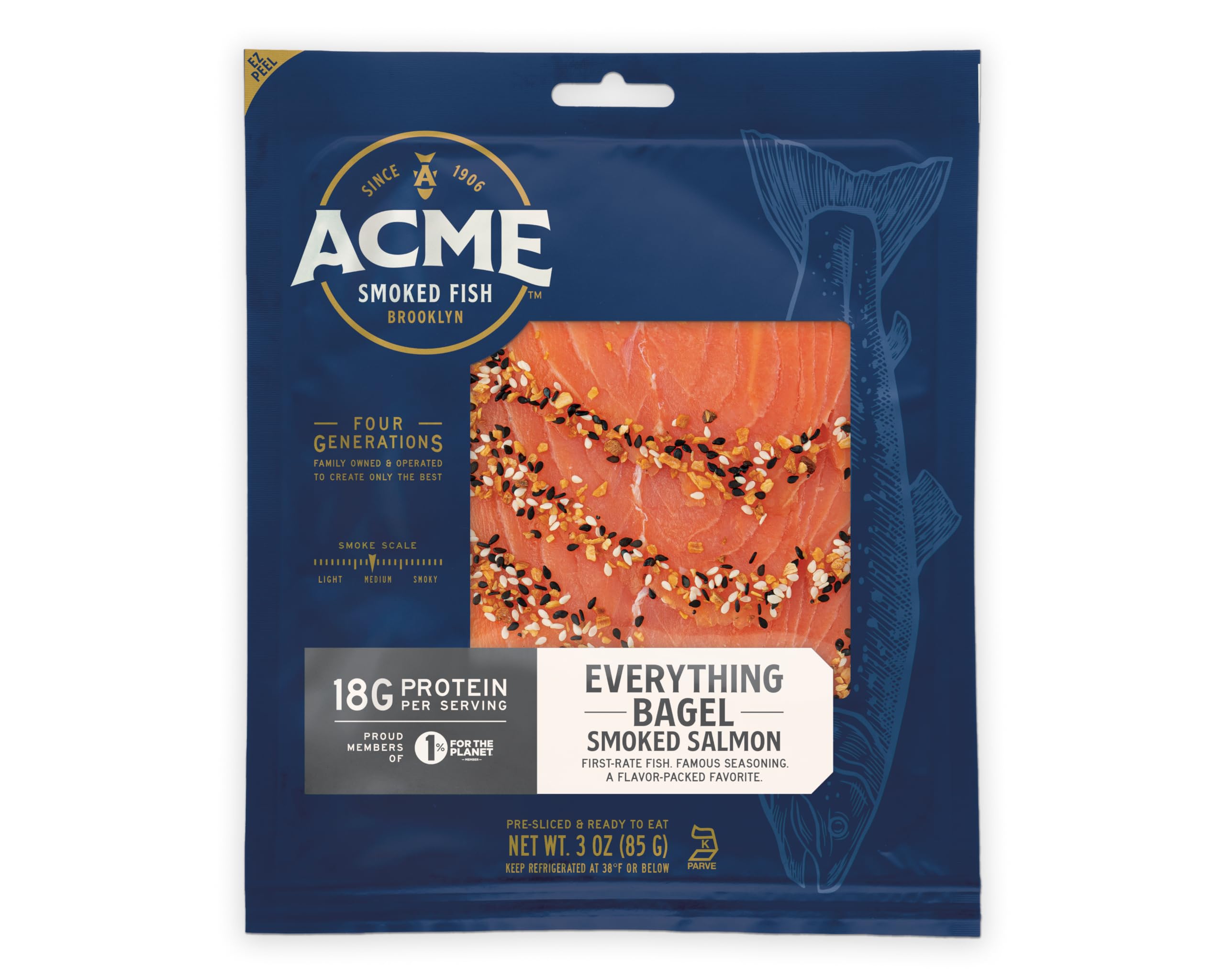 Acme Smoked Fish Everything Bagel Cold Smoked Atlantic Salmon, 3 Ounce