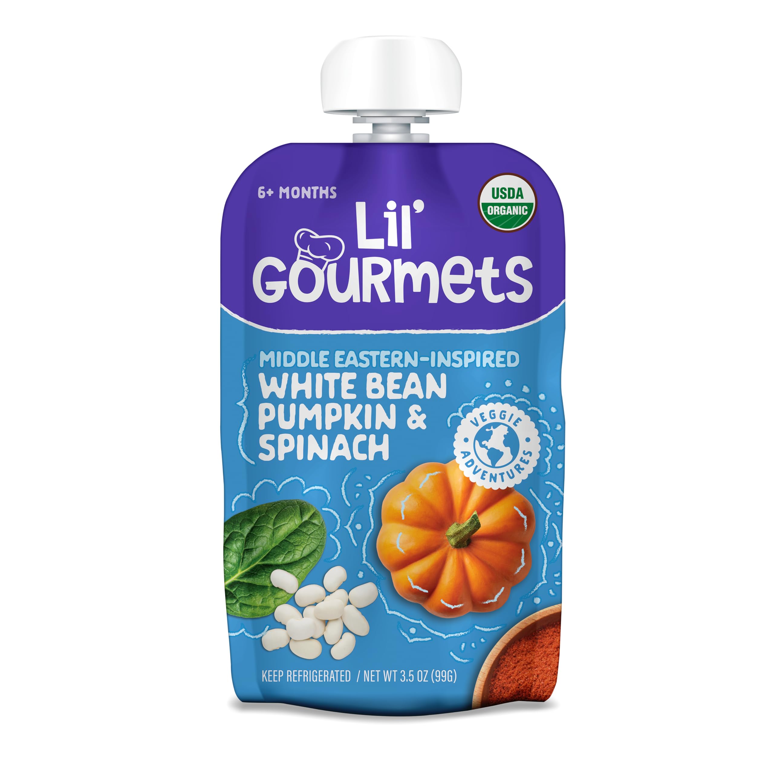Lil' Gourmets, Middle Eastern-Inspired White Bean, Pumpkin, & Spinach, 3.5 Ounce