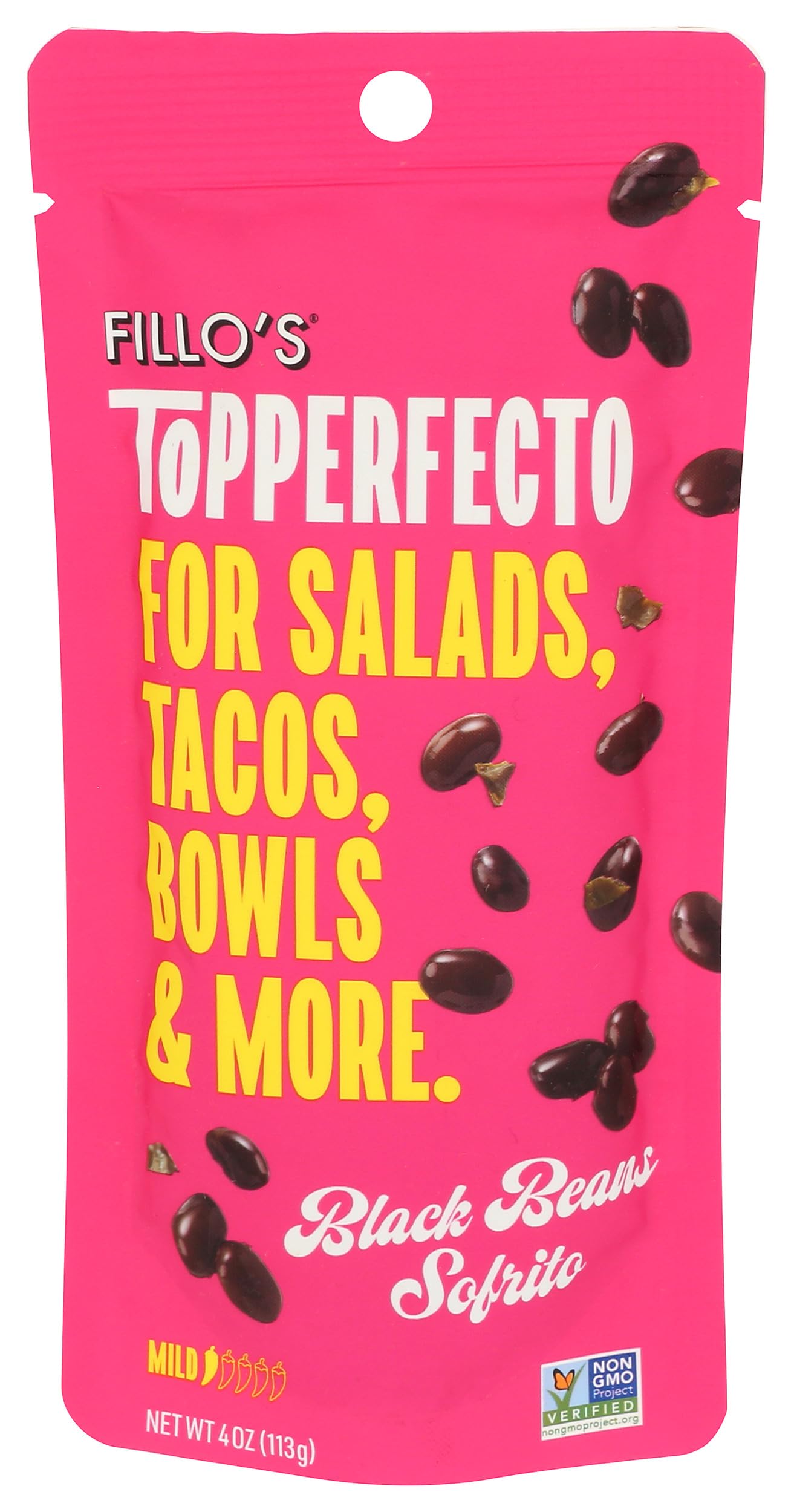 Fillo’s ToPPERFECTO Black Beans Salad Topper - Pack of 1 - Seasoned Latin-Style Black Beans with Olive Oil and Spices – Ready-to-Eat, Non-GMO, All-Natural, Plant-Based Protein for Bowls, Tacos, Salads & Burritos