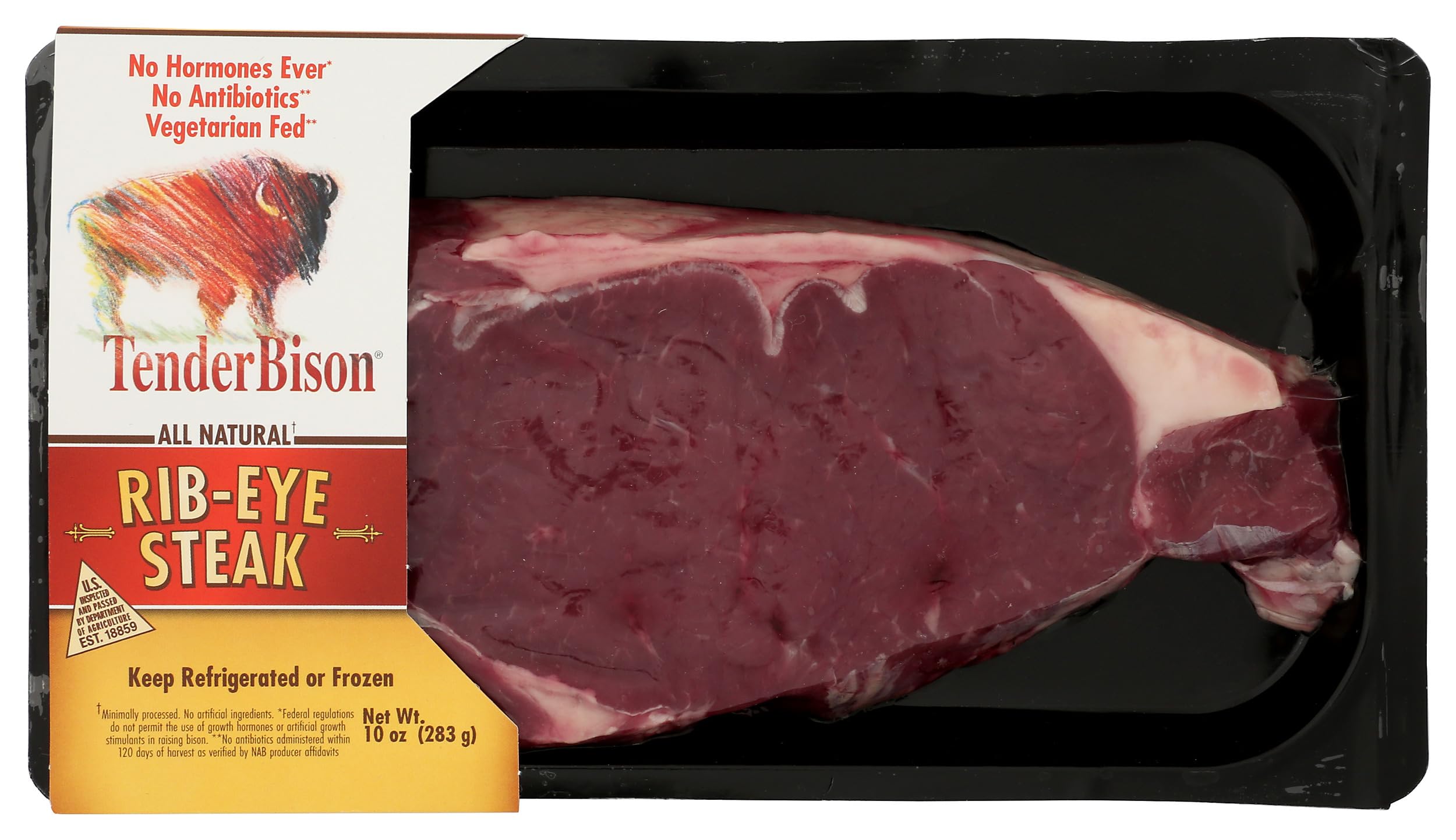 Tender Bison, Bison Ribeye Steak Tray Pack, 10 Ounce