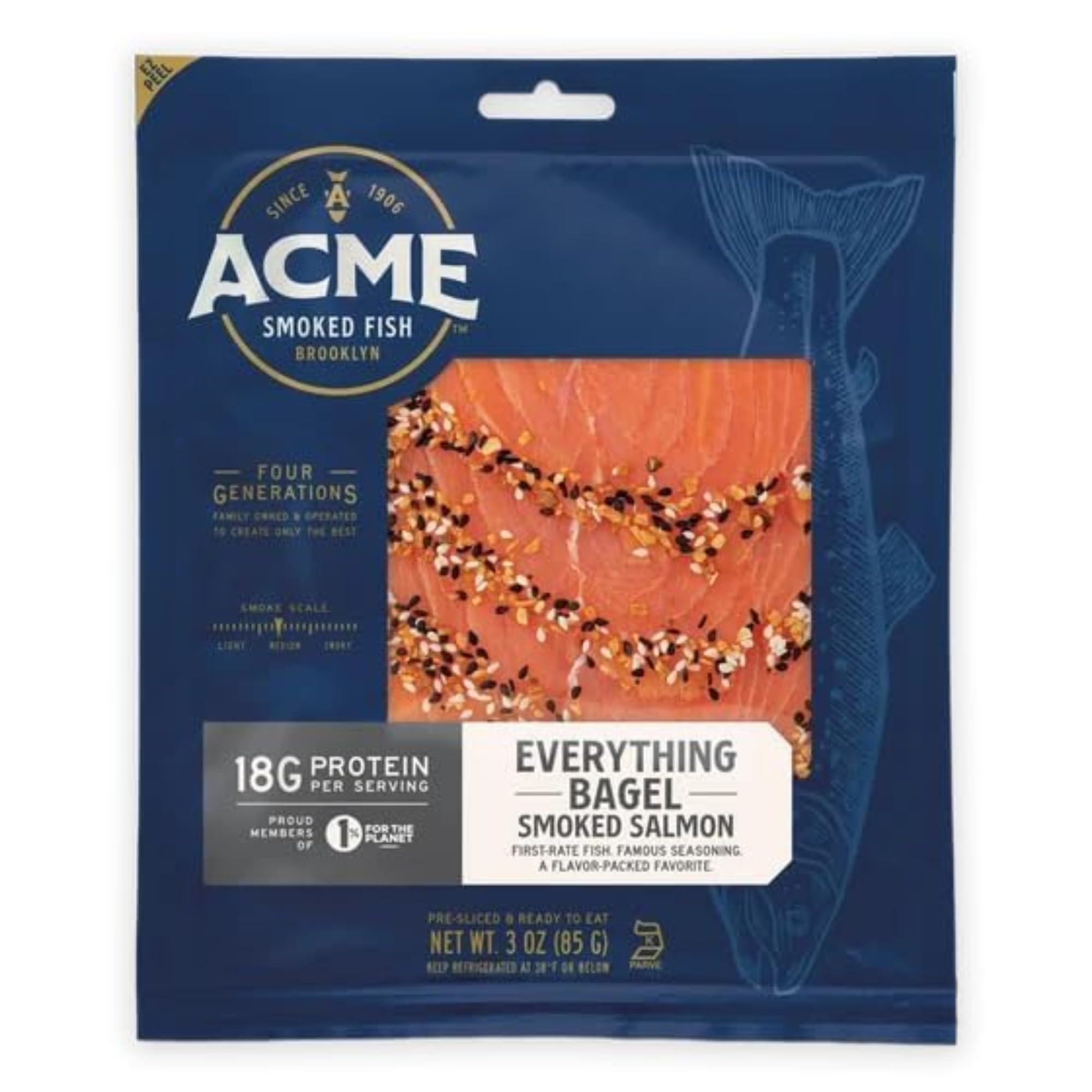Acme Smoked Fish Everything Bagel Cold Smoked Atlantic Salmon, 3 Ounce