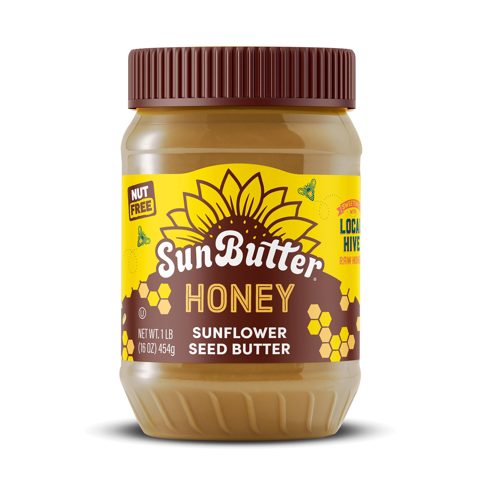 SunButter Honey Sunflower Seed Butter, Nut Free Spread, 16 Oz | 5g Plant-Based Protein, made with raw local Hive honey, Smooth Texture, Vegan & Kosher
