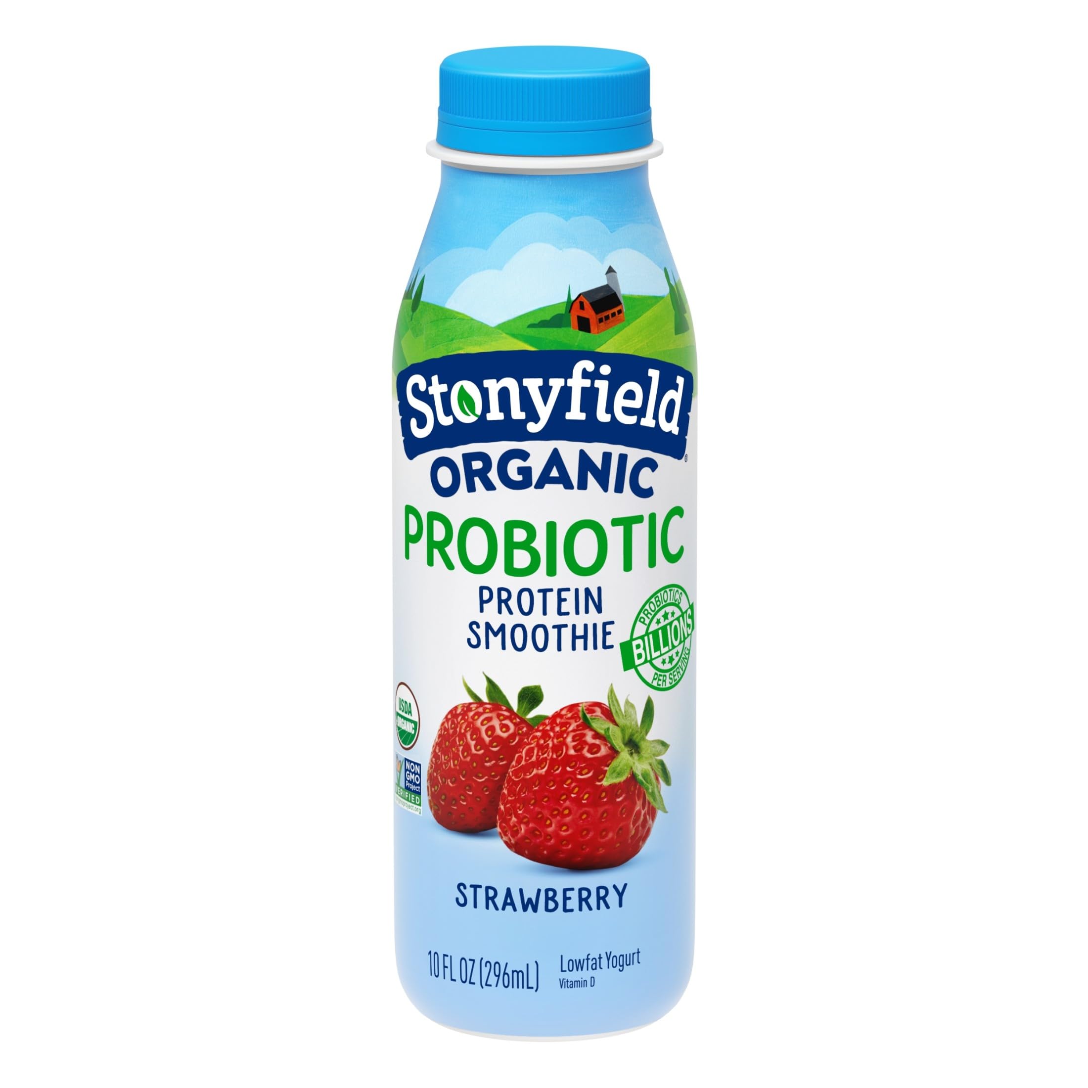Stonyfield Organic Probiotic Yogurt Protein Smoothie, Strawberry, 10 fl. oz