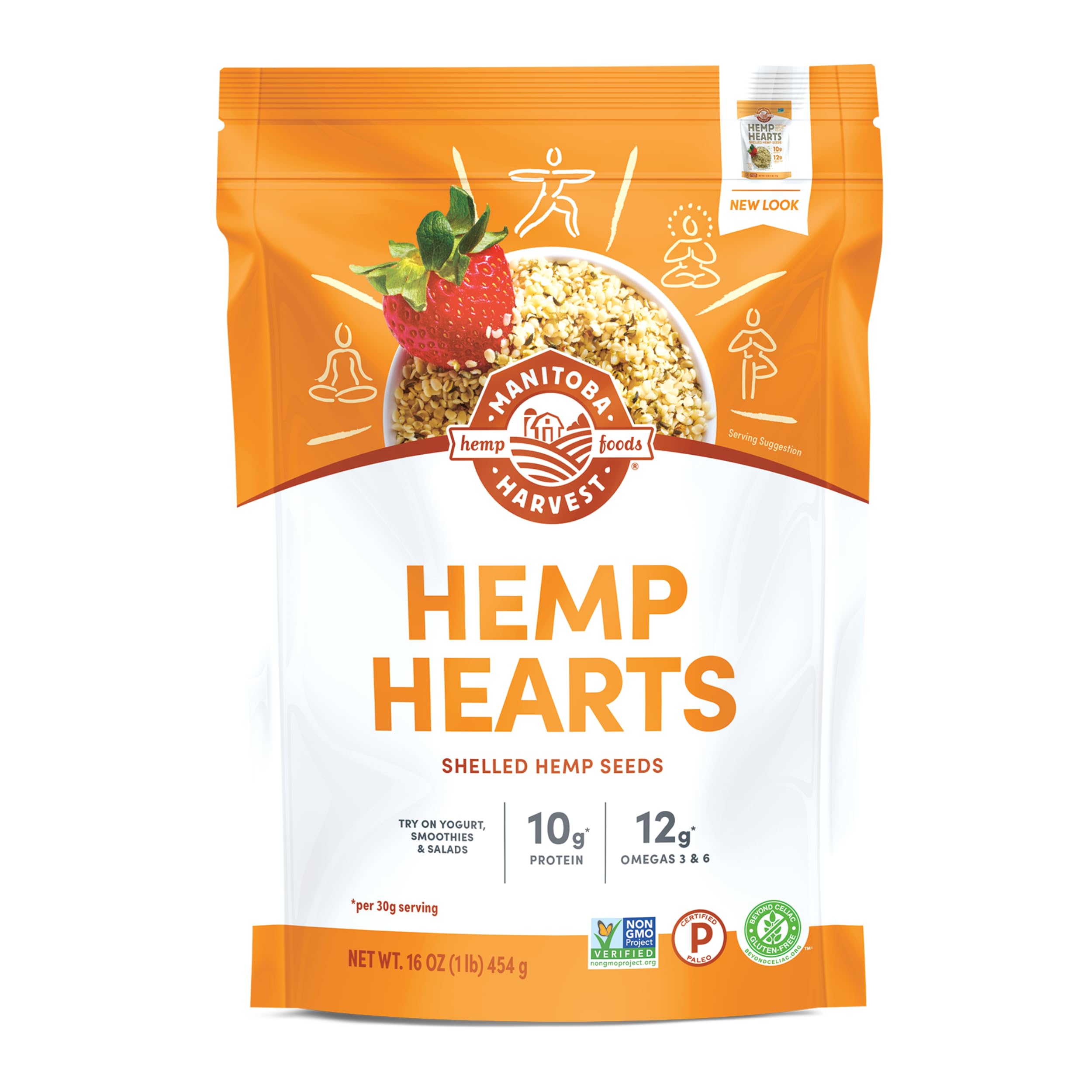 Hemp Hearts, 16 Ounce | 10 g Plant Protein and 12 g Omegas 3 and 6 per 30 g Serving - Easy to Digest with 9 Amino Acids, Gluten-Free, Non-GMO