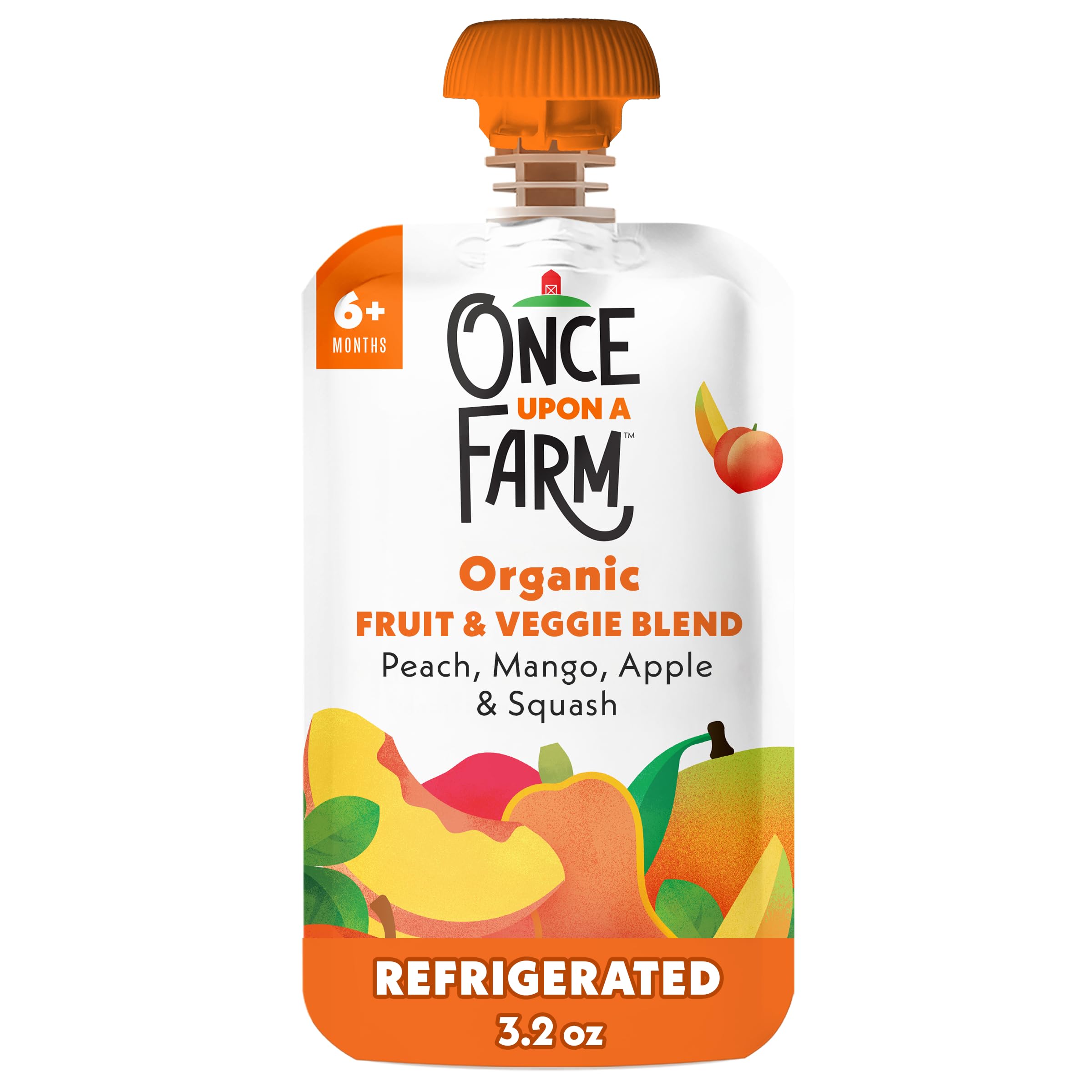 Once Upon a Farm Organic Mango Apple Squash Basil Pouch, 3.2 OZ