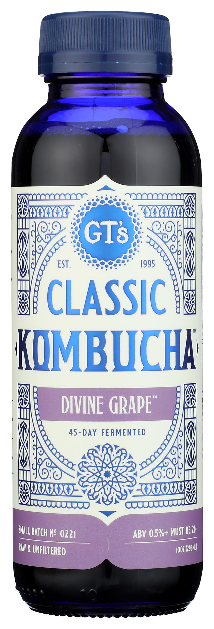 GT's CLASSIC KOMBUCHA Divine Grape - 10 fl oz Bottle - Raw Fermented Tea with Probiotics for Gut and Immune Support