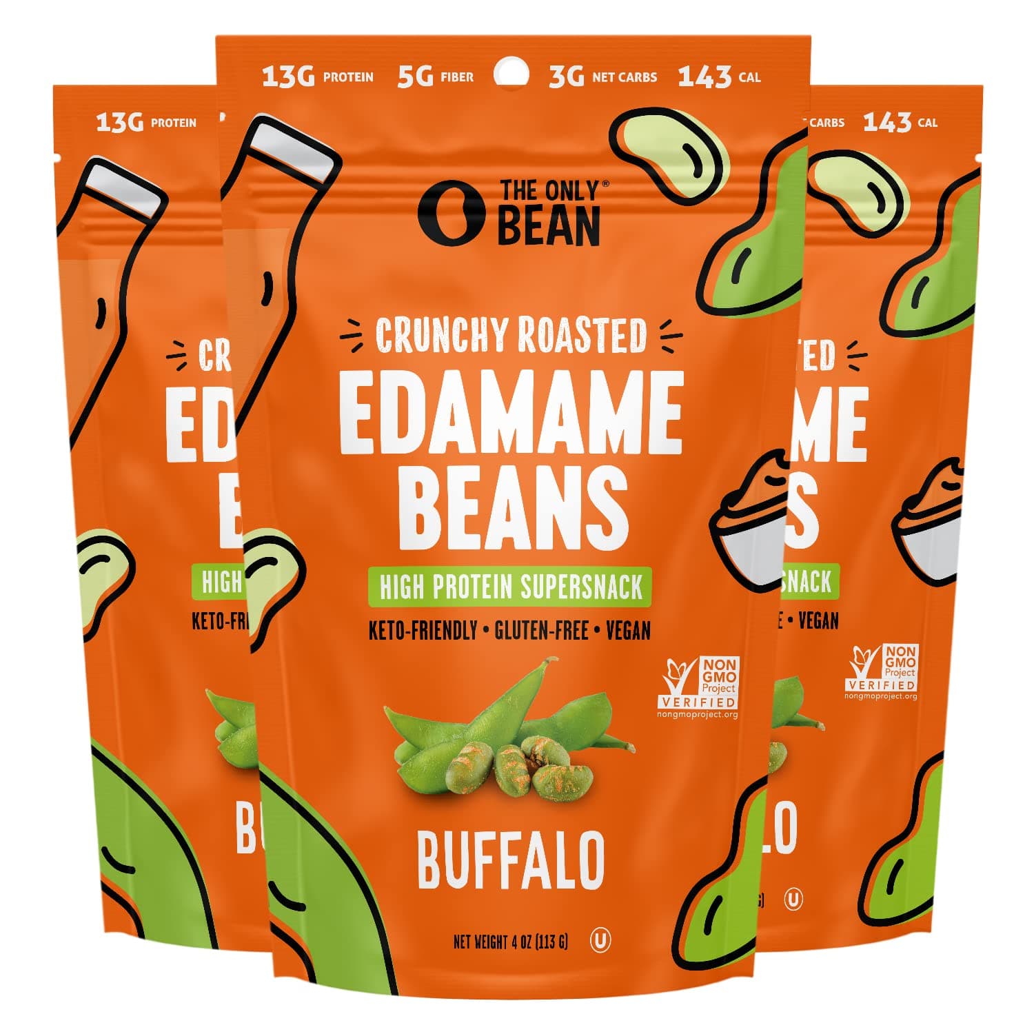 The Only Bean Crunchy Roasted Edamame Snack (Buffalo)