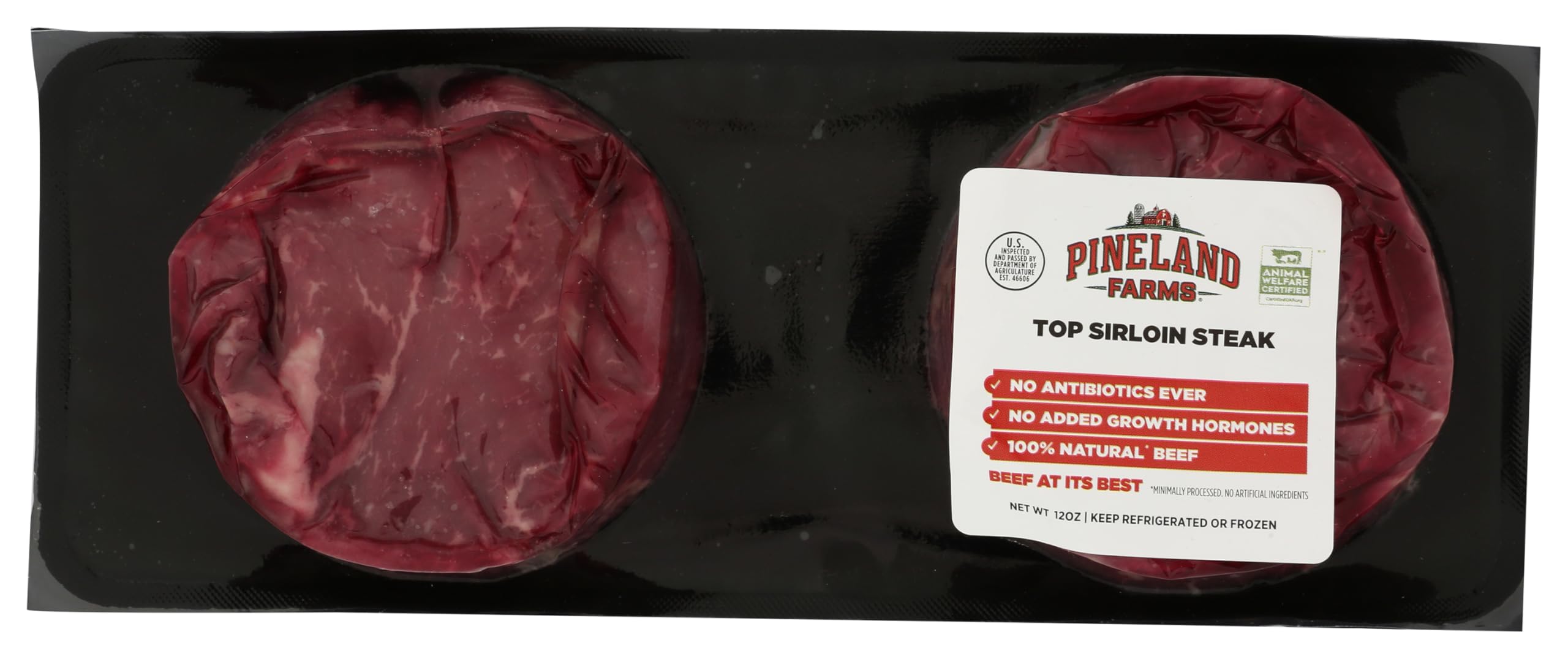 Pineland Farms Natural Meats, Beef Top Sirloin Steak Step 1, 12 Ounce
