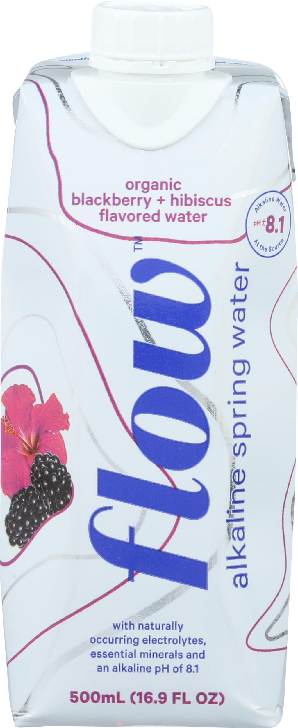 FLOW WATER Organic Blackberry Hibiscus Alkaline Water, 16.9 FZ