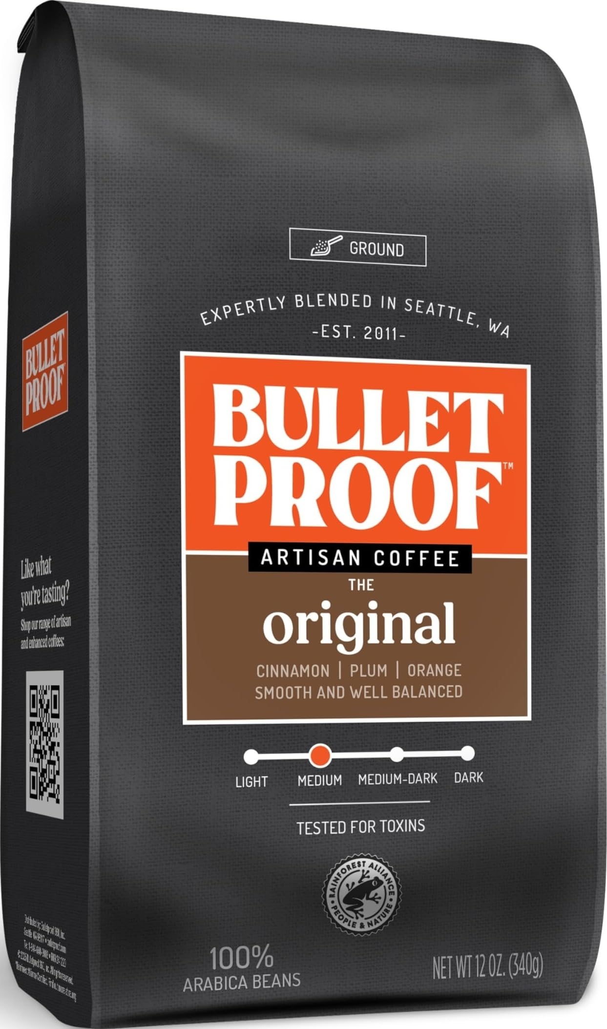 Bulletproof Original Medium Roast Ground Coffee, 12 oz | Clean Coffee Sustainably Sourced, 100% Arabica Coffee, Tested for Toxins