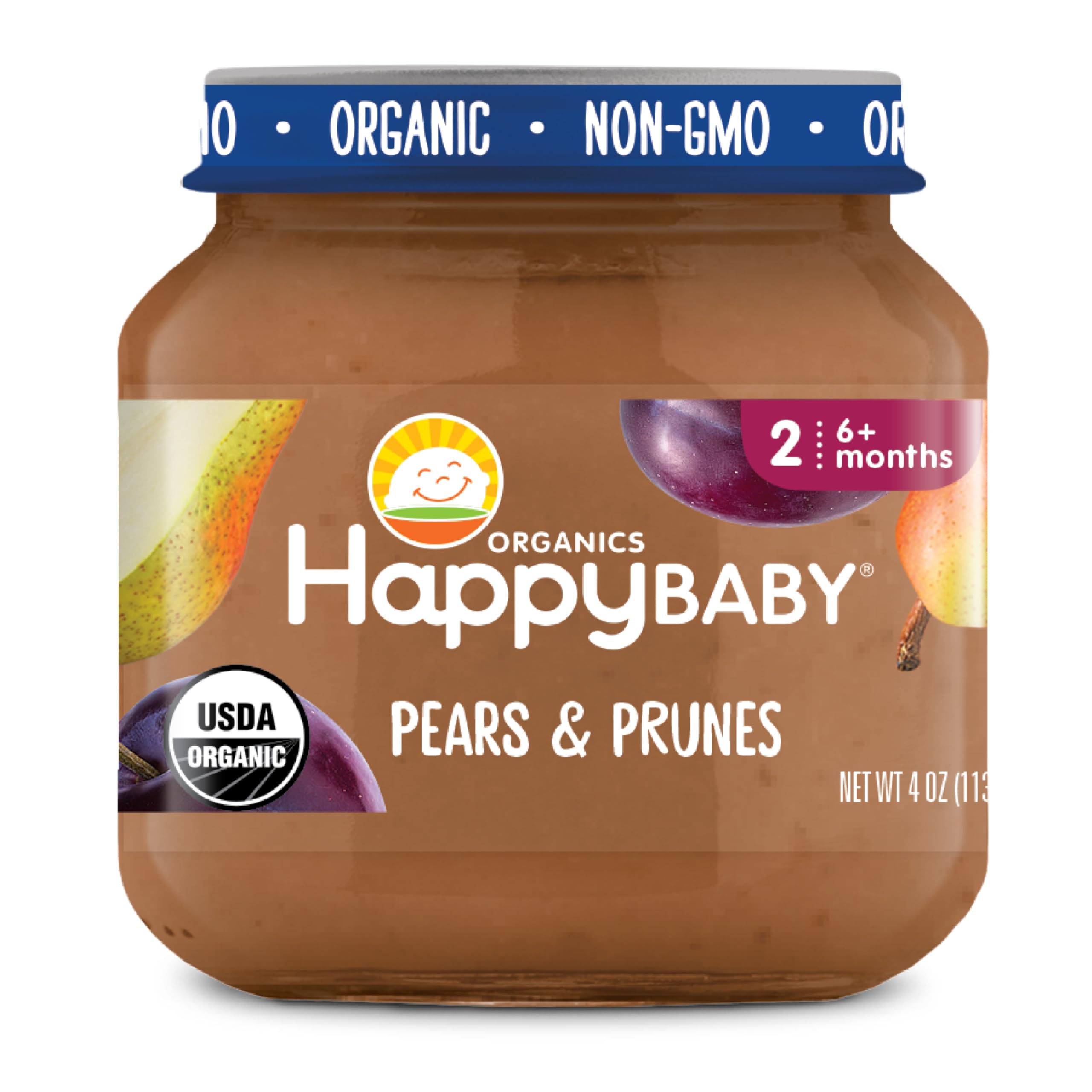 Happy Baby Organic Stage 2 Pears & Prunes Baby Food, 4 OZ