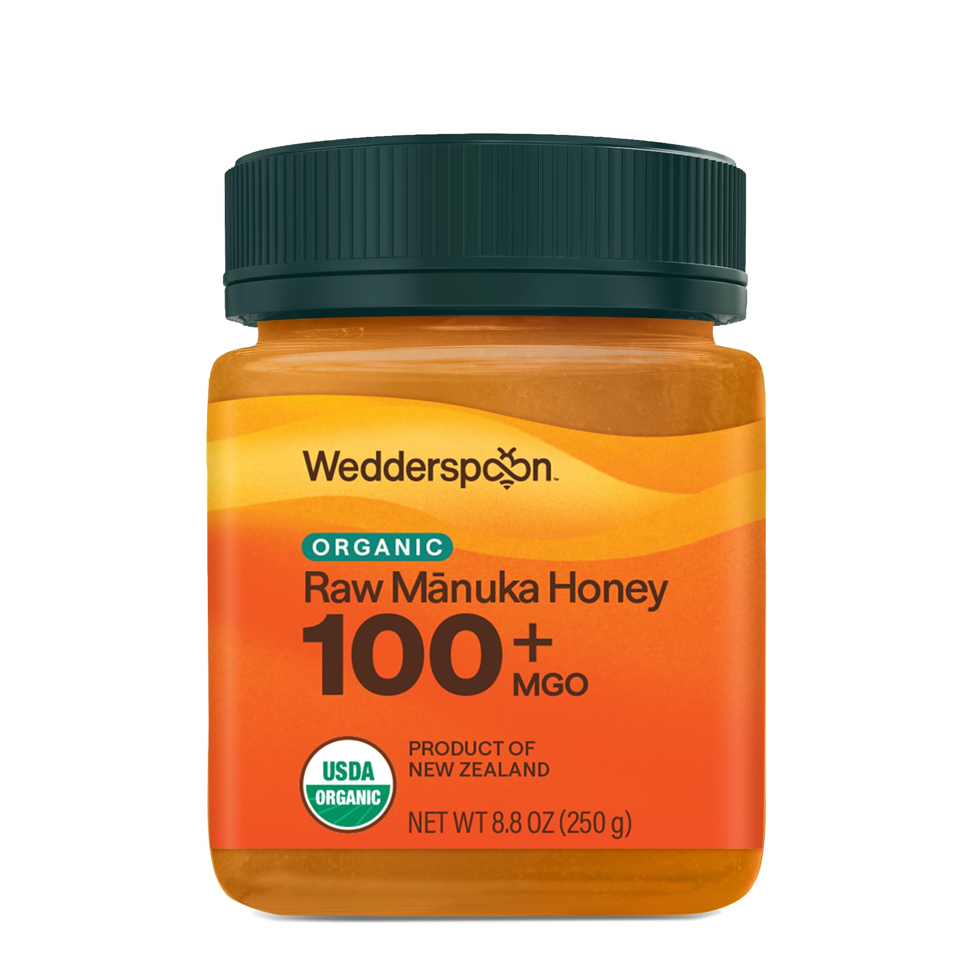 Wedderspoon Organic Raw Manuka Honey 100+ MGO, 8.8 Oz | Unpasteurized New Zealand Honey, Non-GMO, BPA-Free Jar, Superfood & Natural Wellness Support