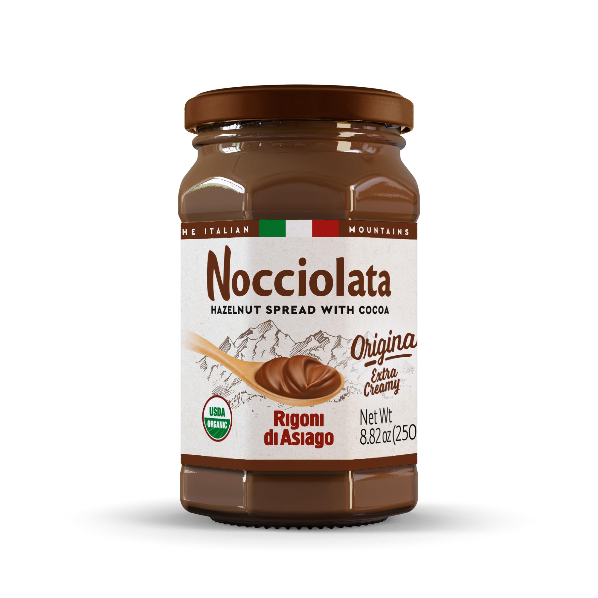 Rigoni di Asiago Organic Nocciolata Classic Hazelnut Spread with Cocoa & Milk, 8.82 OZ (Pack of 1)