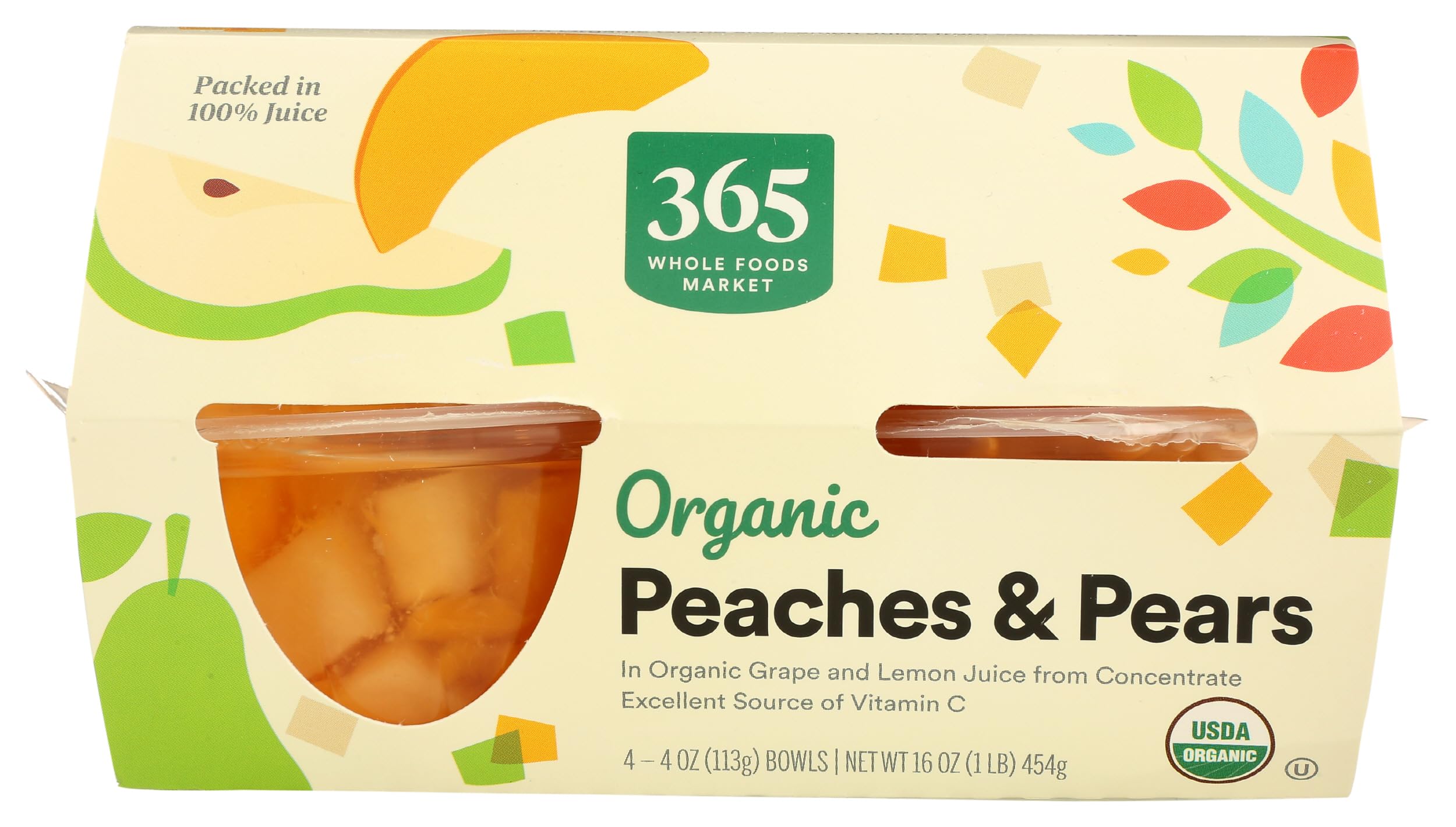 Organic Peaches & Pears Snack Cups, 4 Count