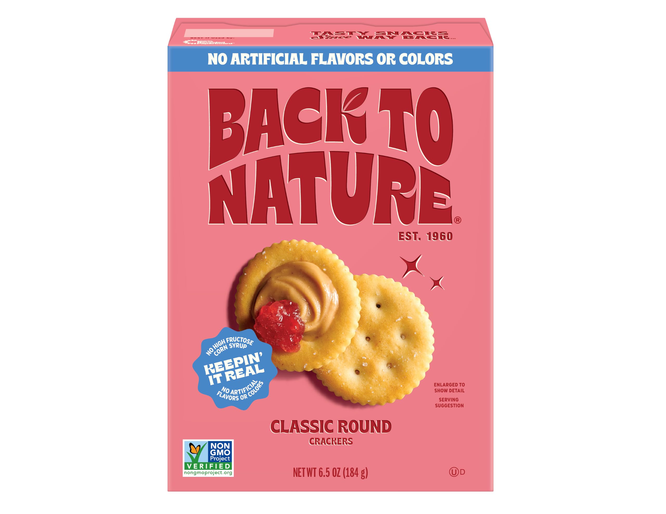 Back to Nature Classic Round Crackers, Non GMO Plant Based Snack, 1pk | Kosher, No Dairy Added, Plant Based, Wheat Flour, Non GMO No High Fructose Corn Syrup No Artificials, Wholesome Snacks 6.5oz