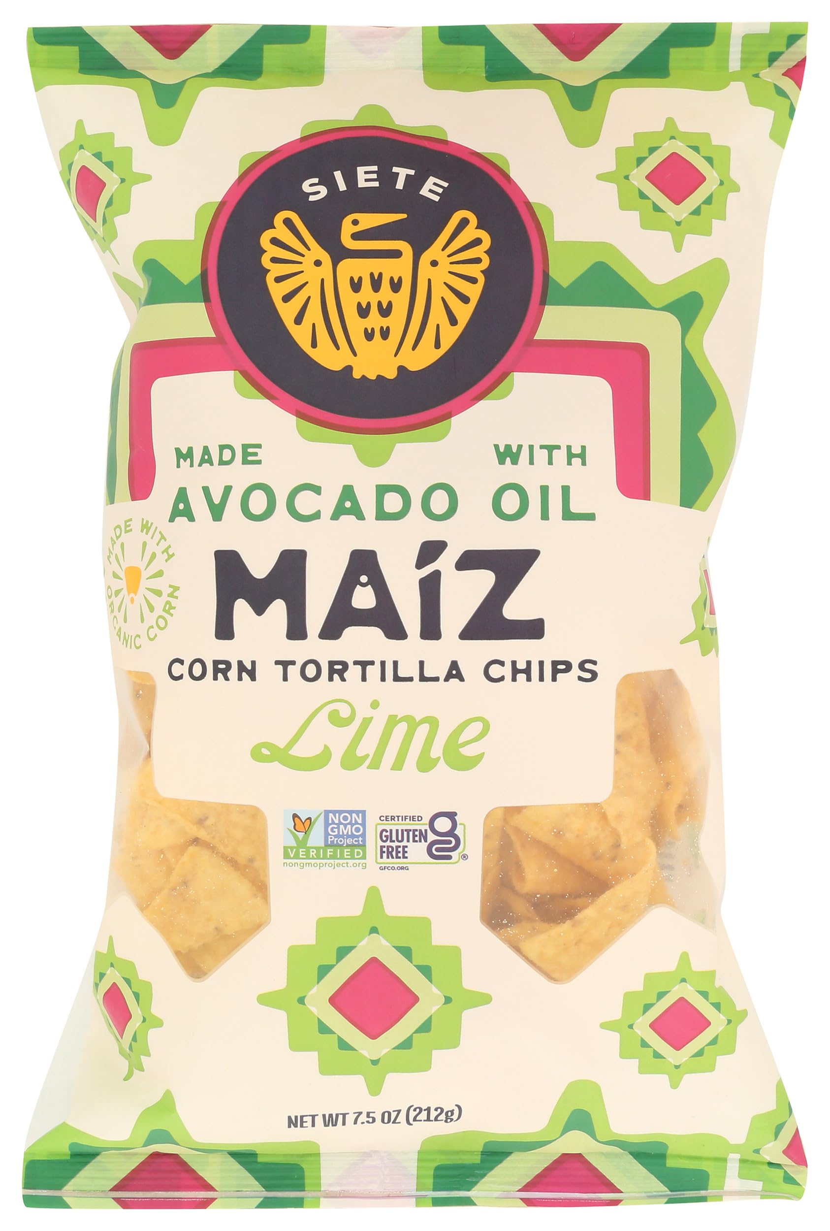 Siete Family Foods, Chips Tortilla Corn Lime Maiz Yellow White, 7.5 Ounce