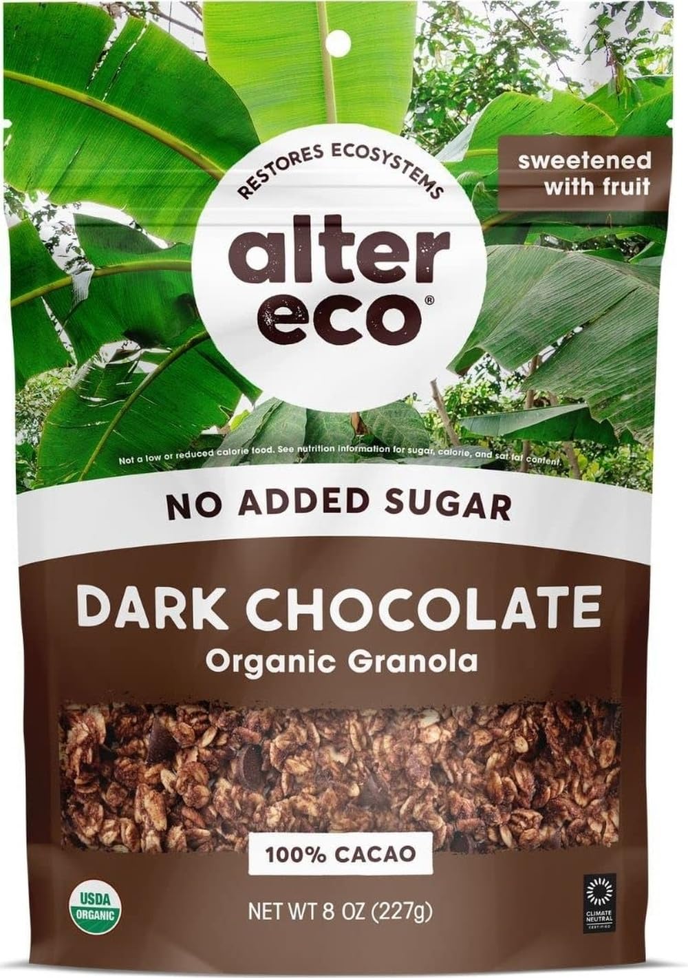 Alter Eco Dark Chocolate Granola, Healthy, Organic Breakfast & Snack, Naturally Sweetened with Fruit, Vegan, No Artificial Sugars or Additives, Regeneratively-Farmed Oats (Dark Chocolate - 1 Pack)