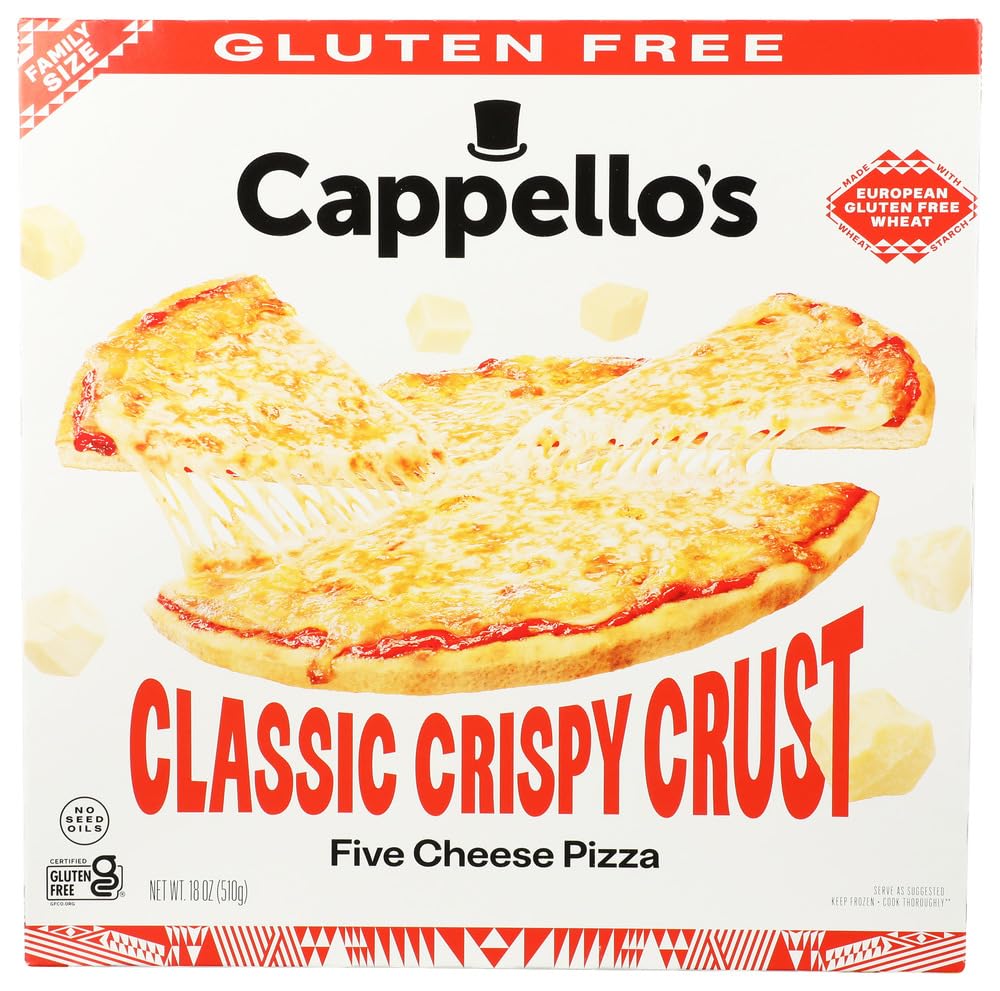 Cappello's Classic Crispy Crust Five Cheese Pizza, Gluten Free, Frozen Pizza 18oz